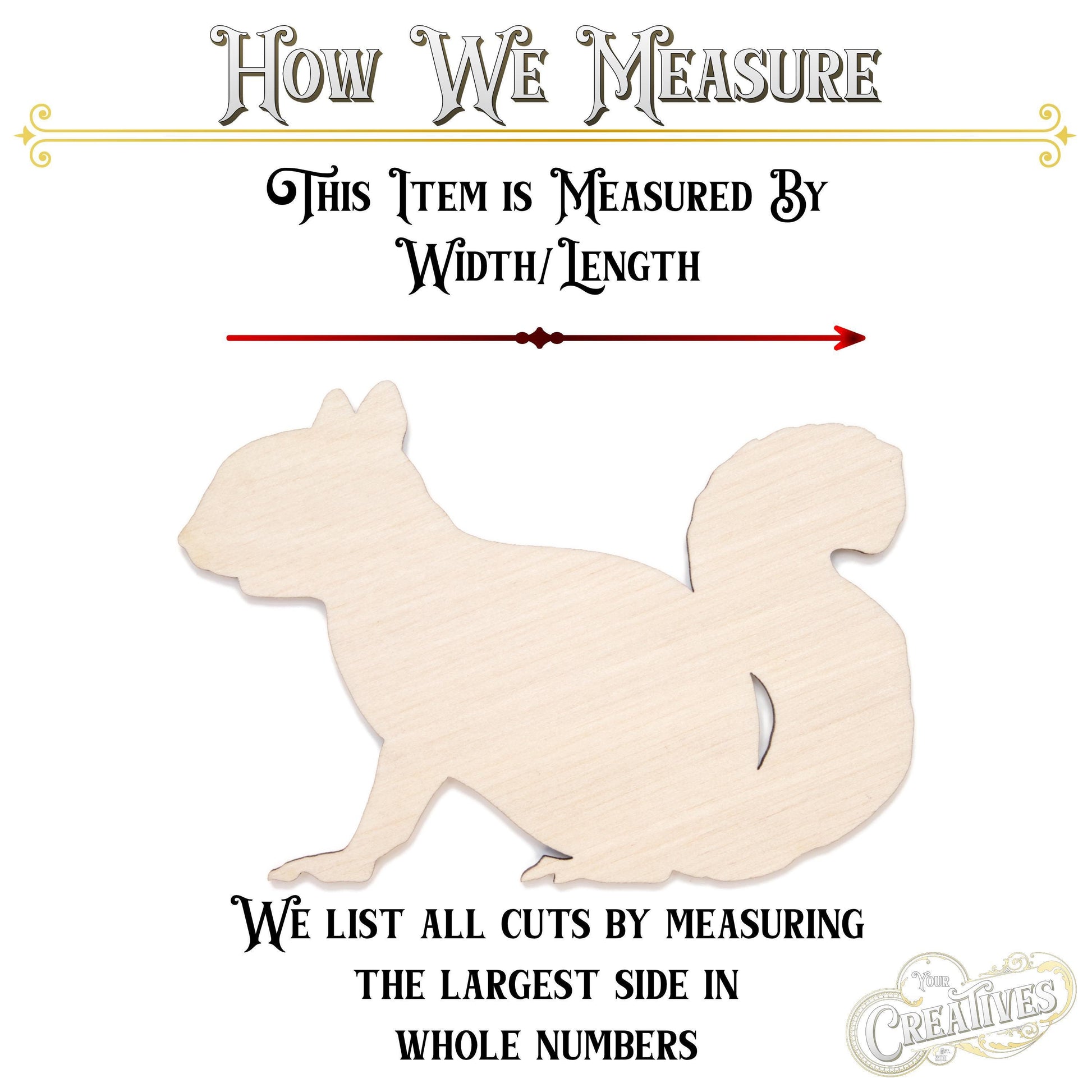 Squirrel Blank Wood Cutout - Laser Cut Unfinished Craft Shape - Multiple Sizes