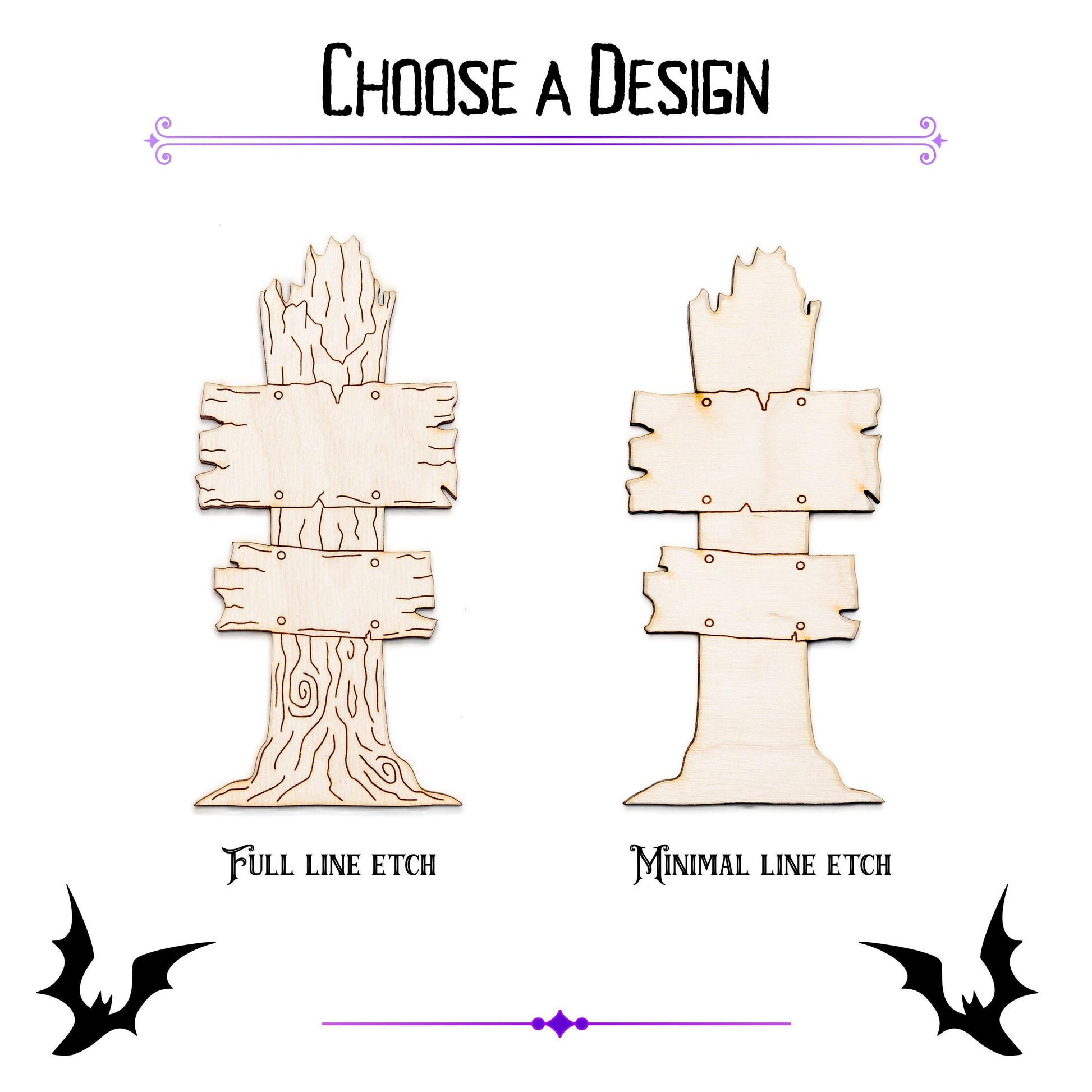 Dead Tree Plank Signs Wood Cutout - Laser Cut Unfinished Craft Shape - Multiple Sizes