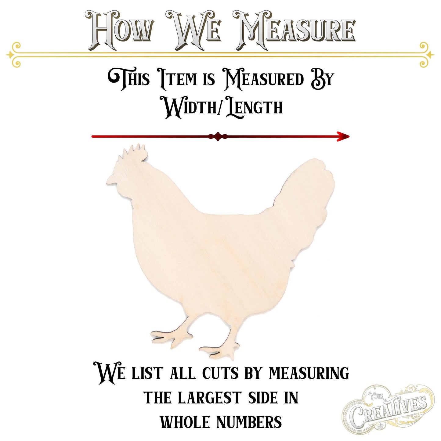 Hen Blank Wood Cutout - Laser Cut Unfinished Craft Shape - Multiple Sizes