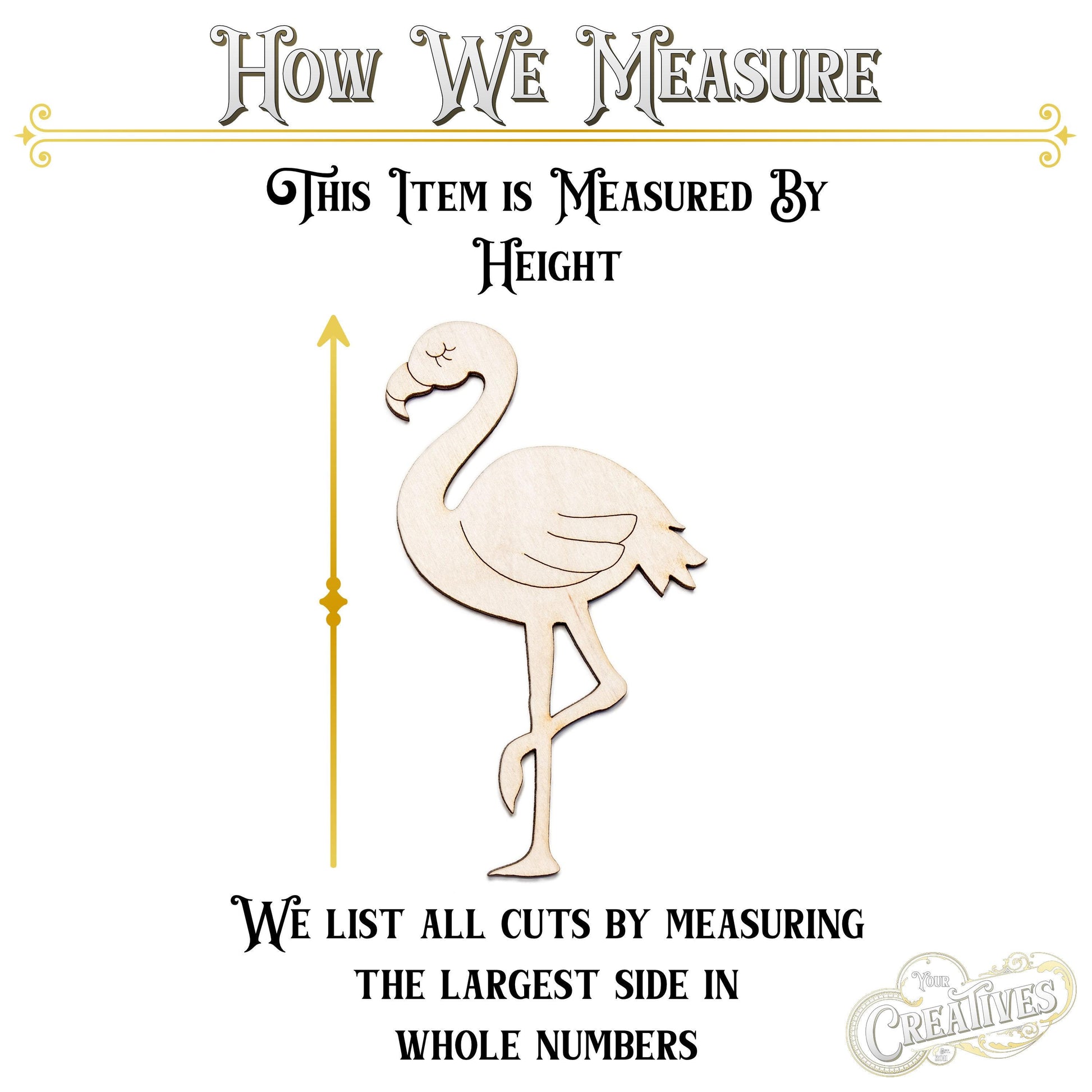 Cute Flamingo Detailed Wood Cutout - Laser Cut Unfinished Craft Shape - Multiple Sizes