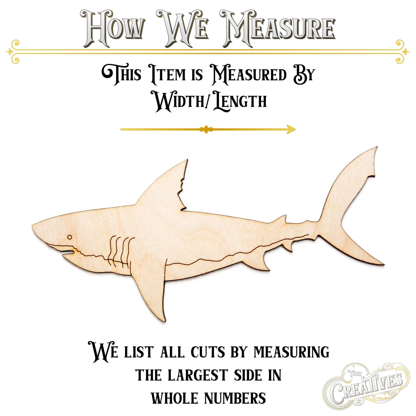 Shark Wood Cutout - Laser Cut Unfinished Craft Shape - Multiple Sizes