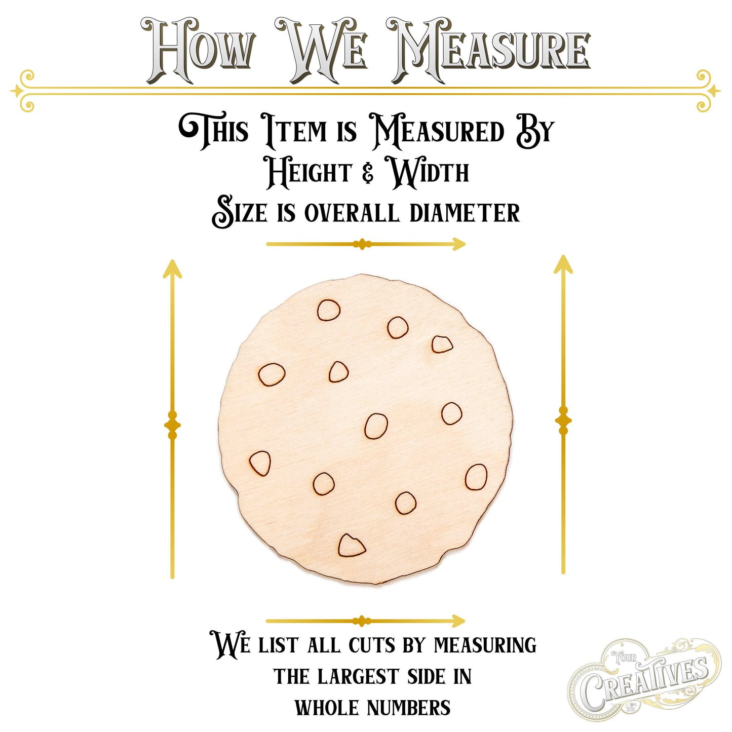 Chocolate Chip Cookie Wood Cutout - Laser Cut Unfinished Craft Shape - Multiple Sizes