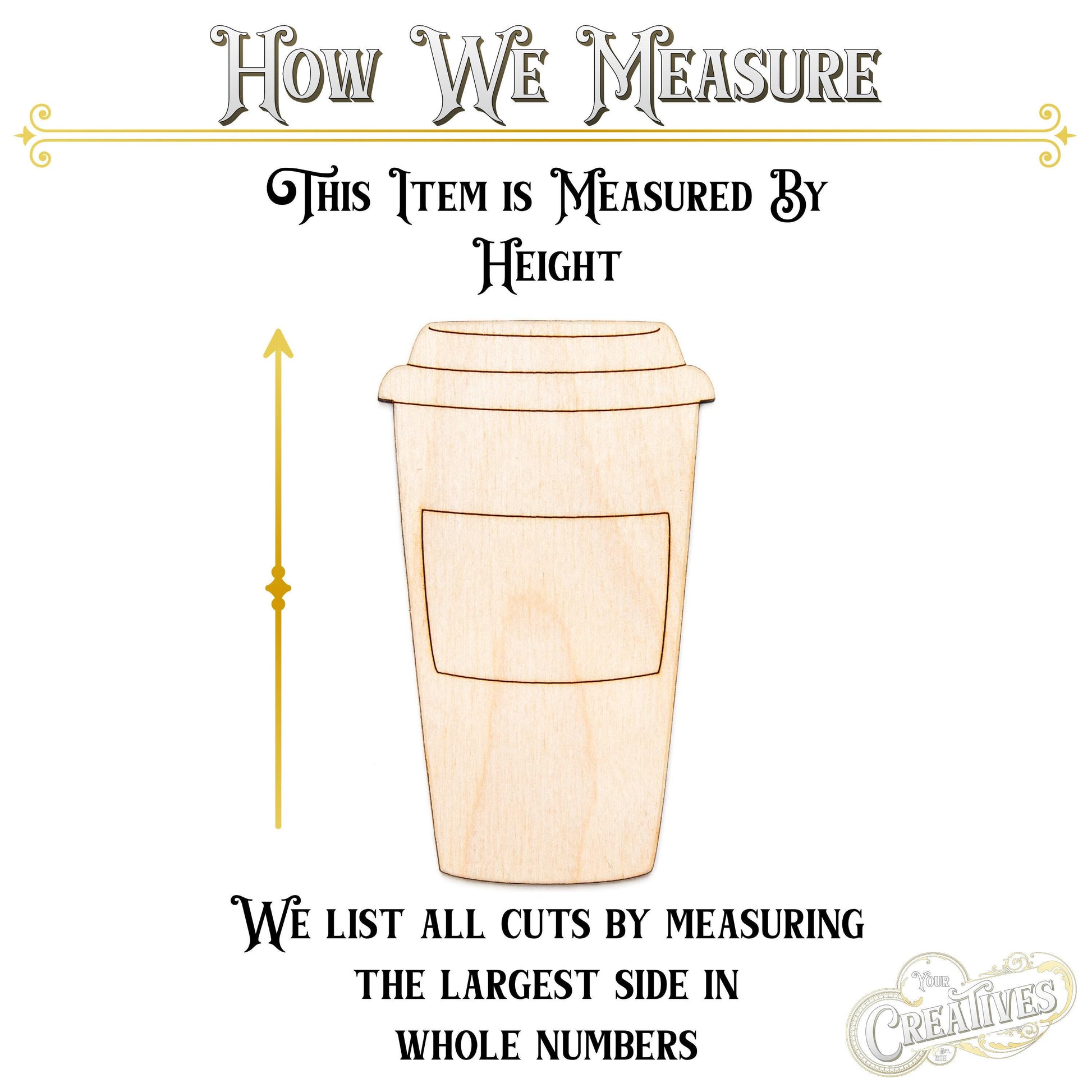Coffee Cup Wood Cutout - Laser Cut Unfinished Craft Shape - Multiple Sizes