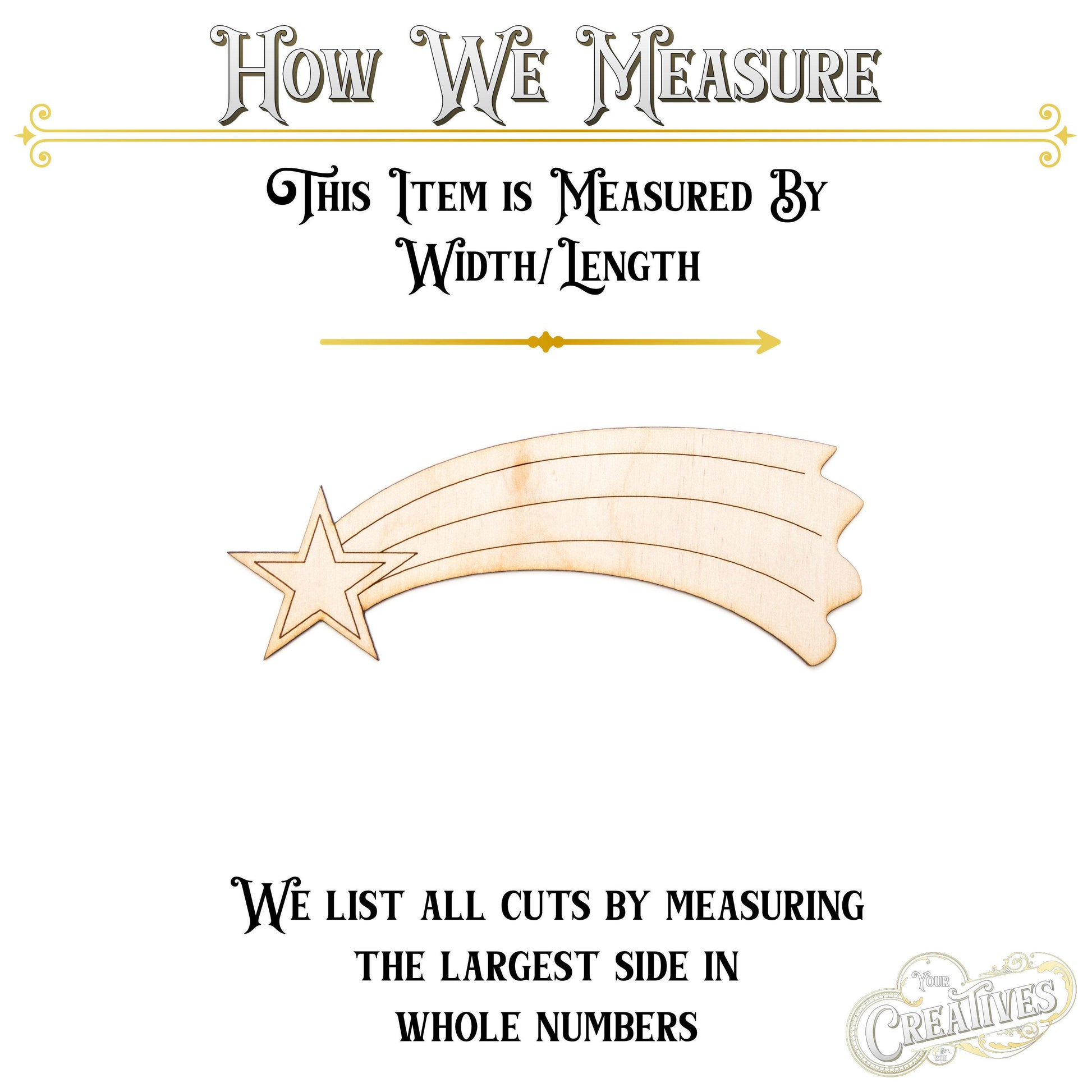 Shooting Star Wood Cutout - Laser Cut Unfinished Craft Shape - Multiple Sizes