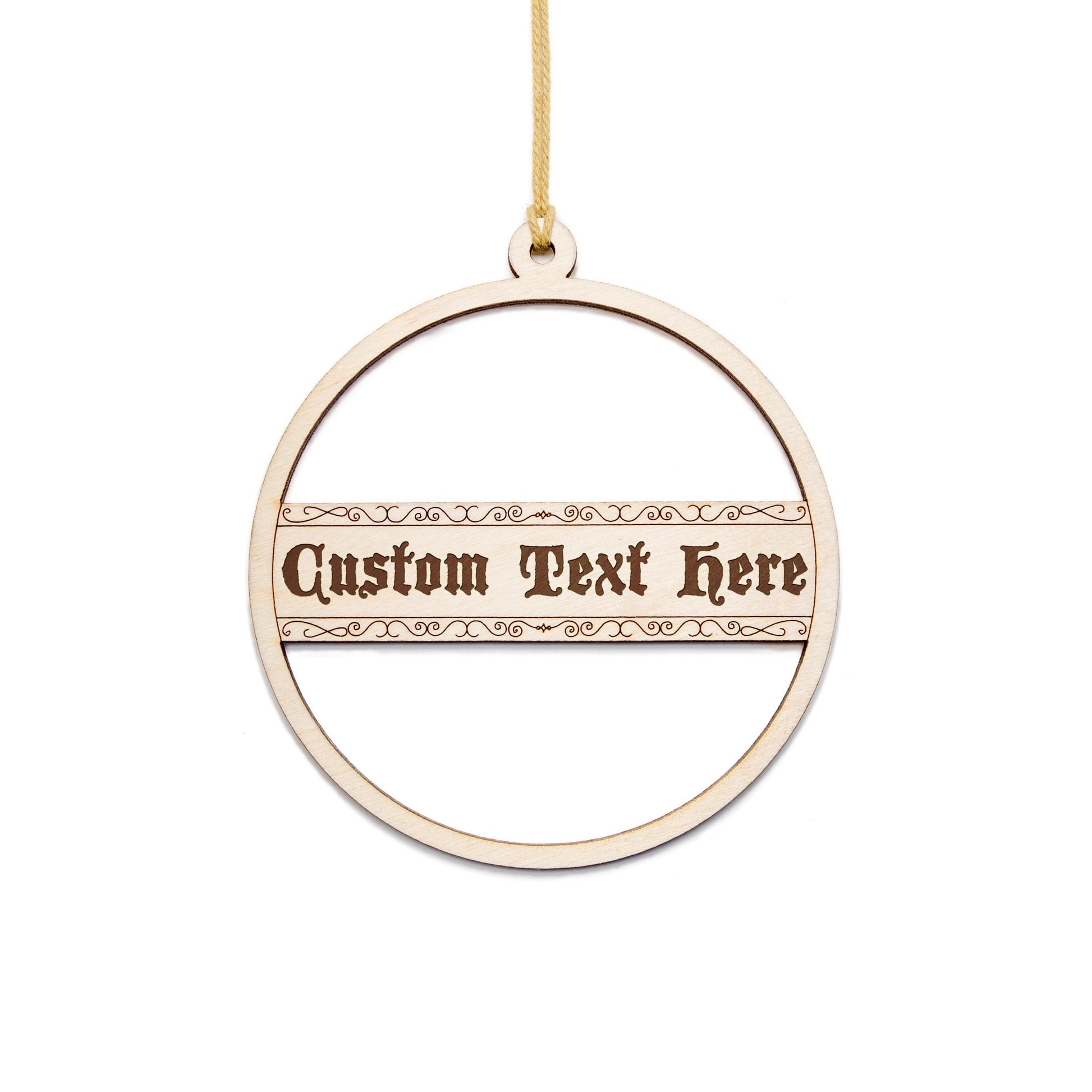 Custom Etched Text Round Wood Ornament - Laser Cut Unfinished Holiday Craft Shape