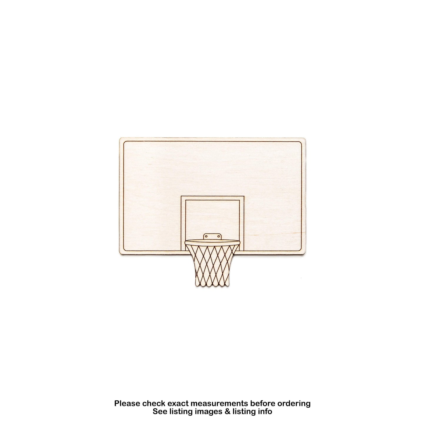 Basketball Back Board Square Detailed Wood Cutout - Laser Cut Unfinished Craft Shape - Multiple Sizes