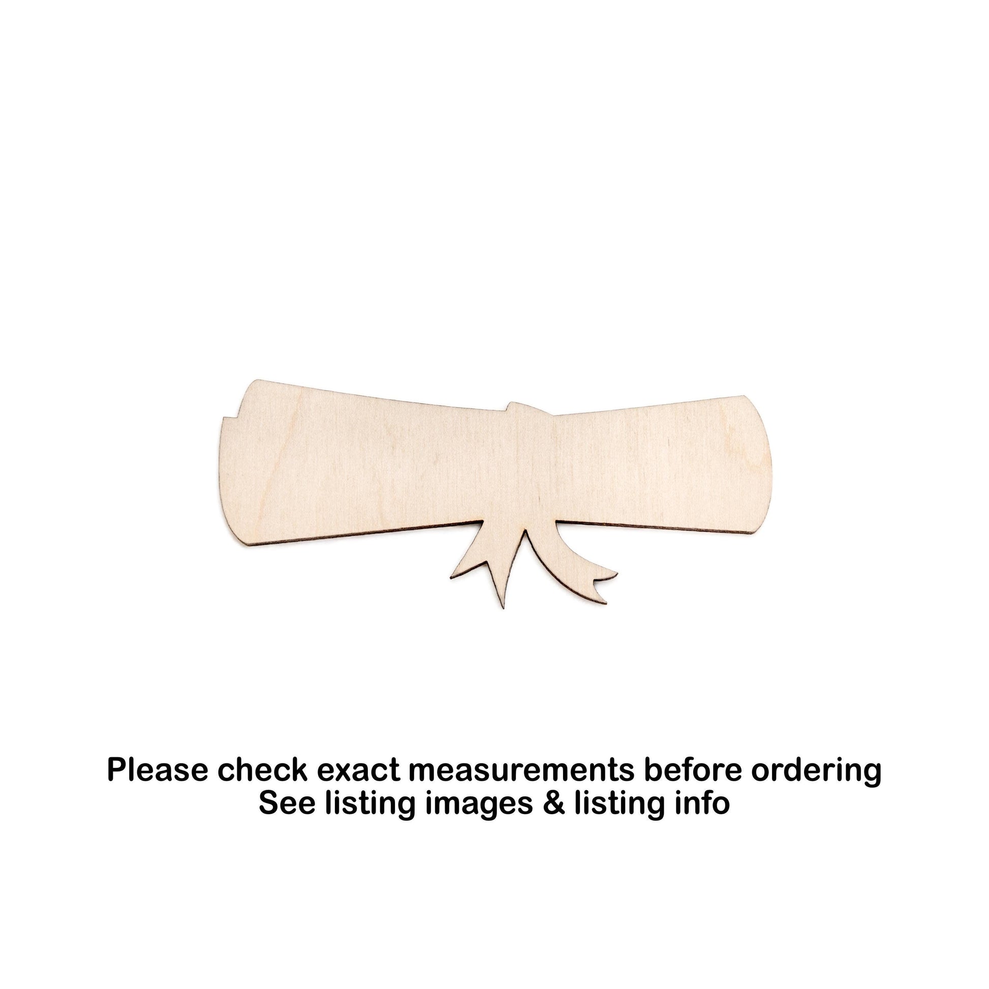 Graduation Scroll Blank Wood Cutout - Laser Cut Unfinished Craft Shape - Multiple Sizes