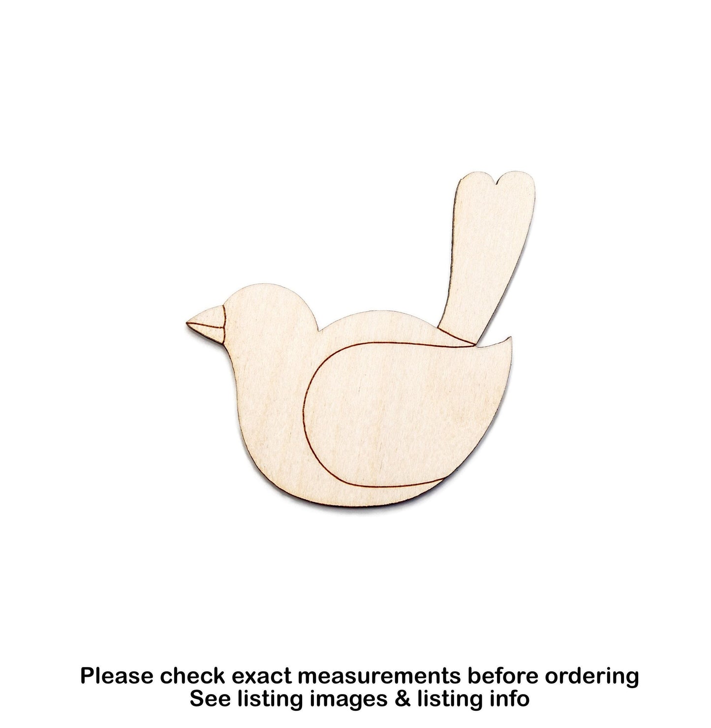 Birdie Wood Cutout - Laser Cut Unfinished Craft Shape - Multiple Sizes