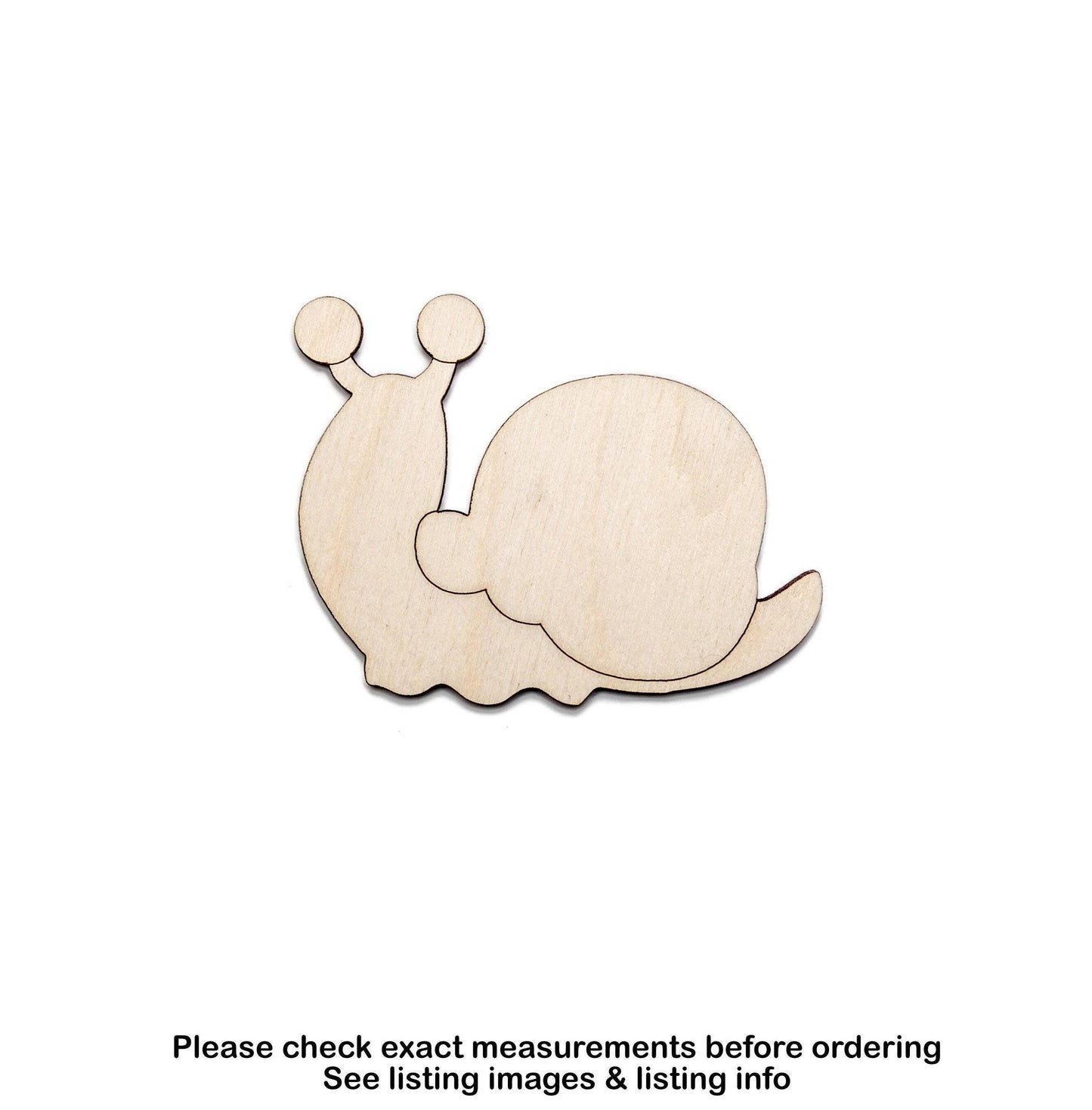 Cute Snail Blank Wood Cutout - Laser Cut Unfinished Craft Shape - Multiple Sizes