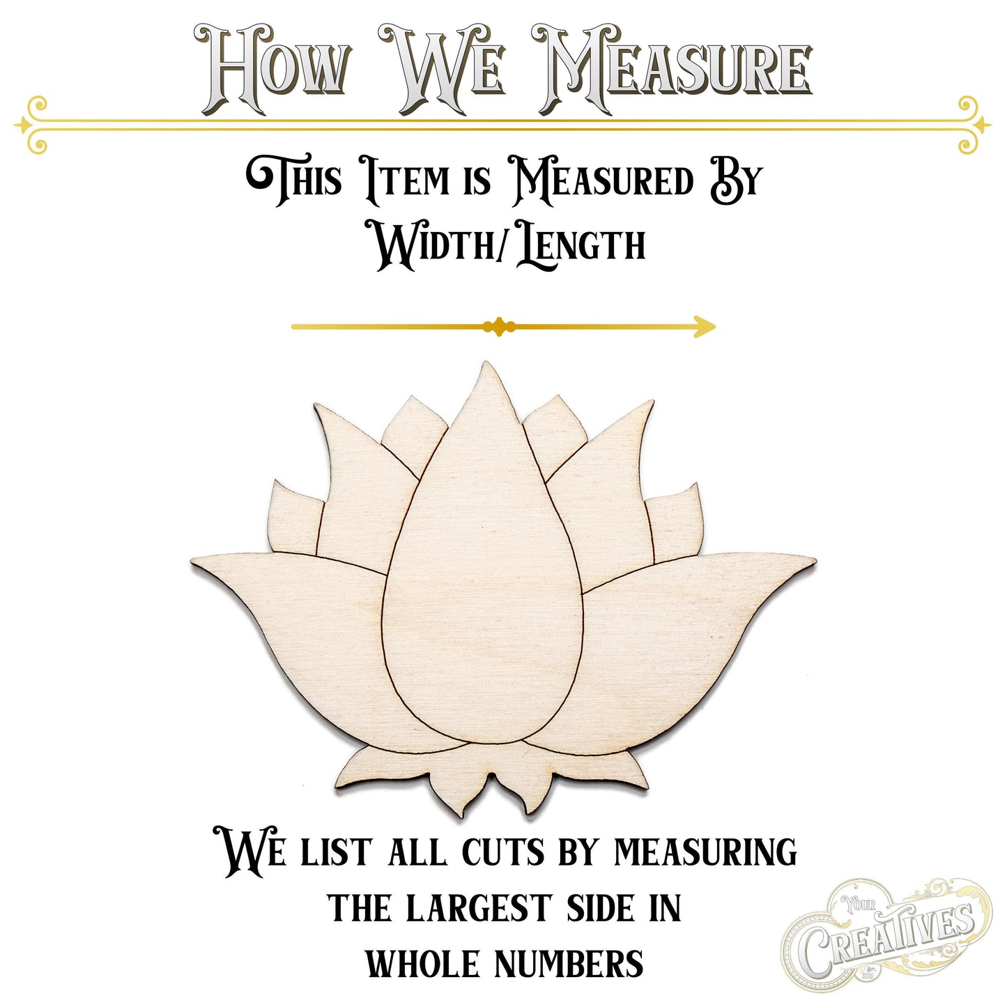 Lotus Flower Detailed Wood Cutout - Laser Cut Unfinished Craft Shape - Multiple Sizes