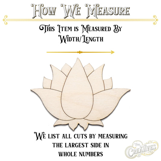 Lotus Flower Detailed Wood Cutout - Laser Cut Unfinished Craft Shape - Multiple Sizes