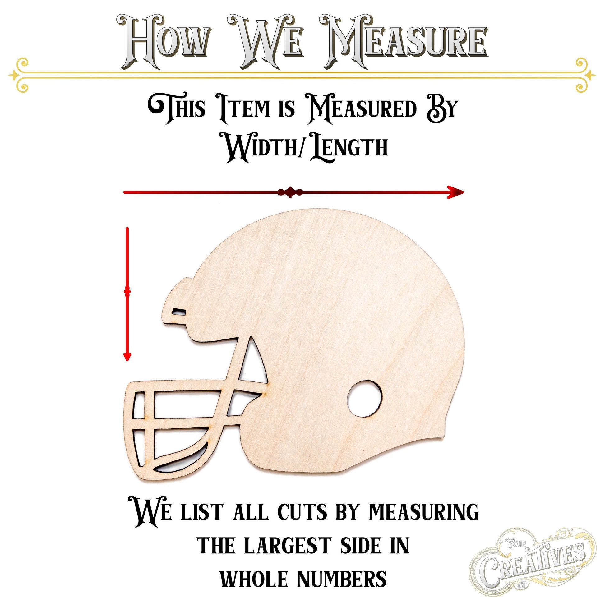 Football Helmet Blank Wood Cutout - Laser Cut Unfinished Craft Shape - Multiple Sizes