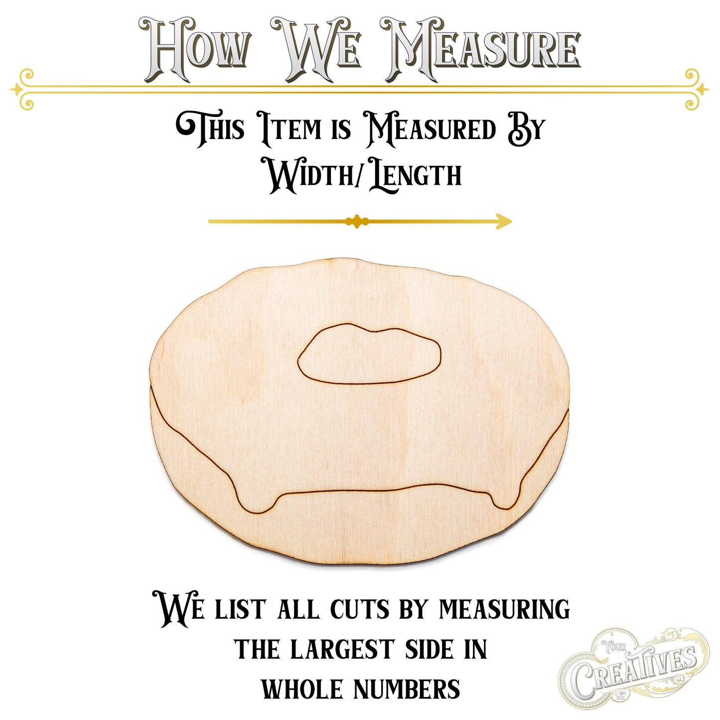 Donut Plain Side View Wood Cutout - Laser Cut Unfinished Craft Shape - Multiple Sizes