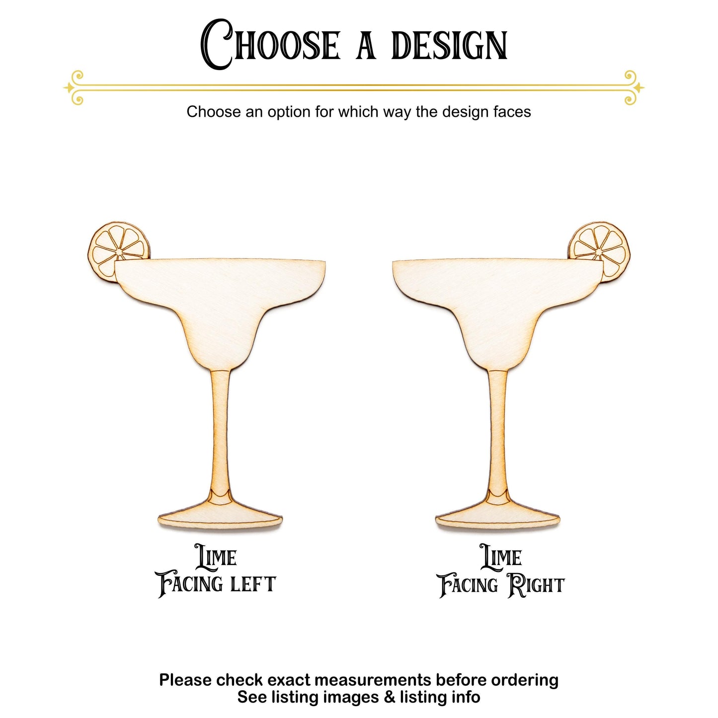 Margarita Glass With Lime Detailed Wood Cutout - Laser Cut Unfinished Craft Shape - Multiple Sizes
