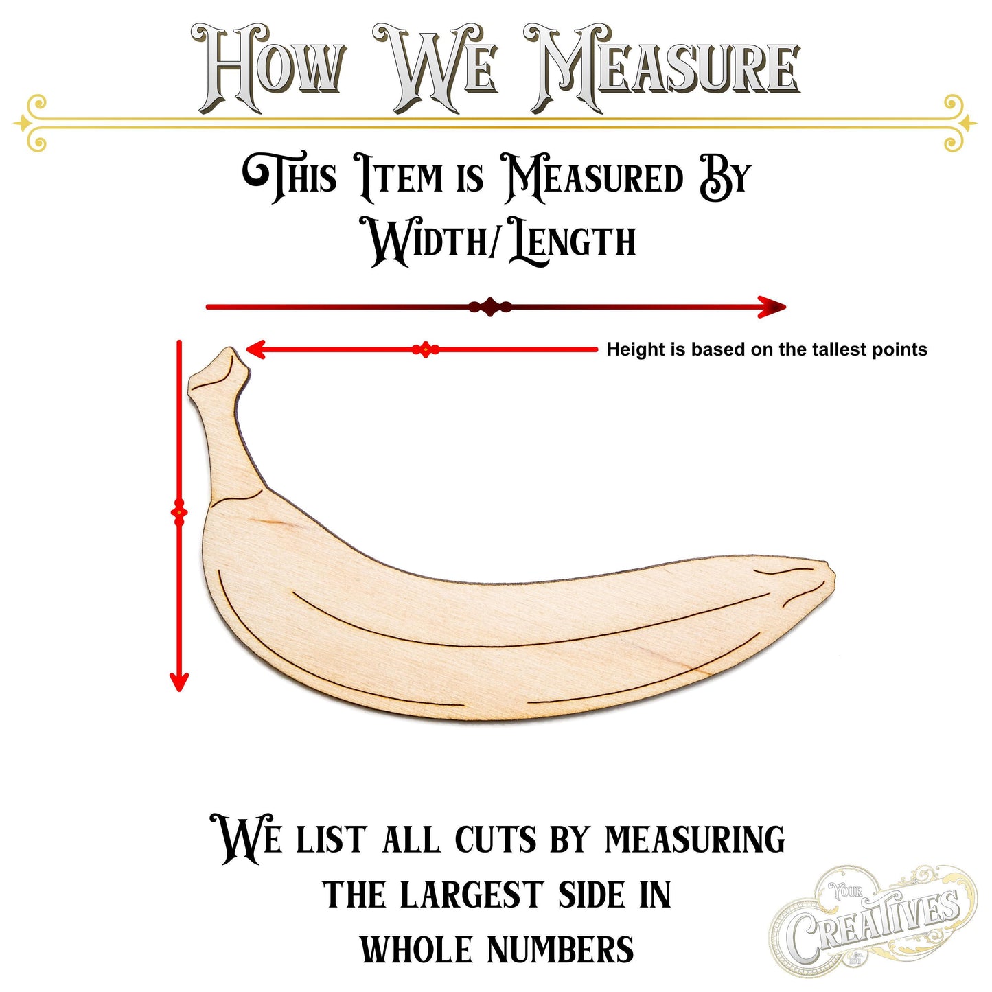 Banana Wood Cutout - Laser Cut Unfinished Craft Shape - Multiple Sizes