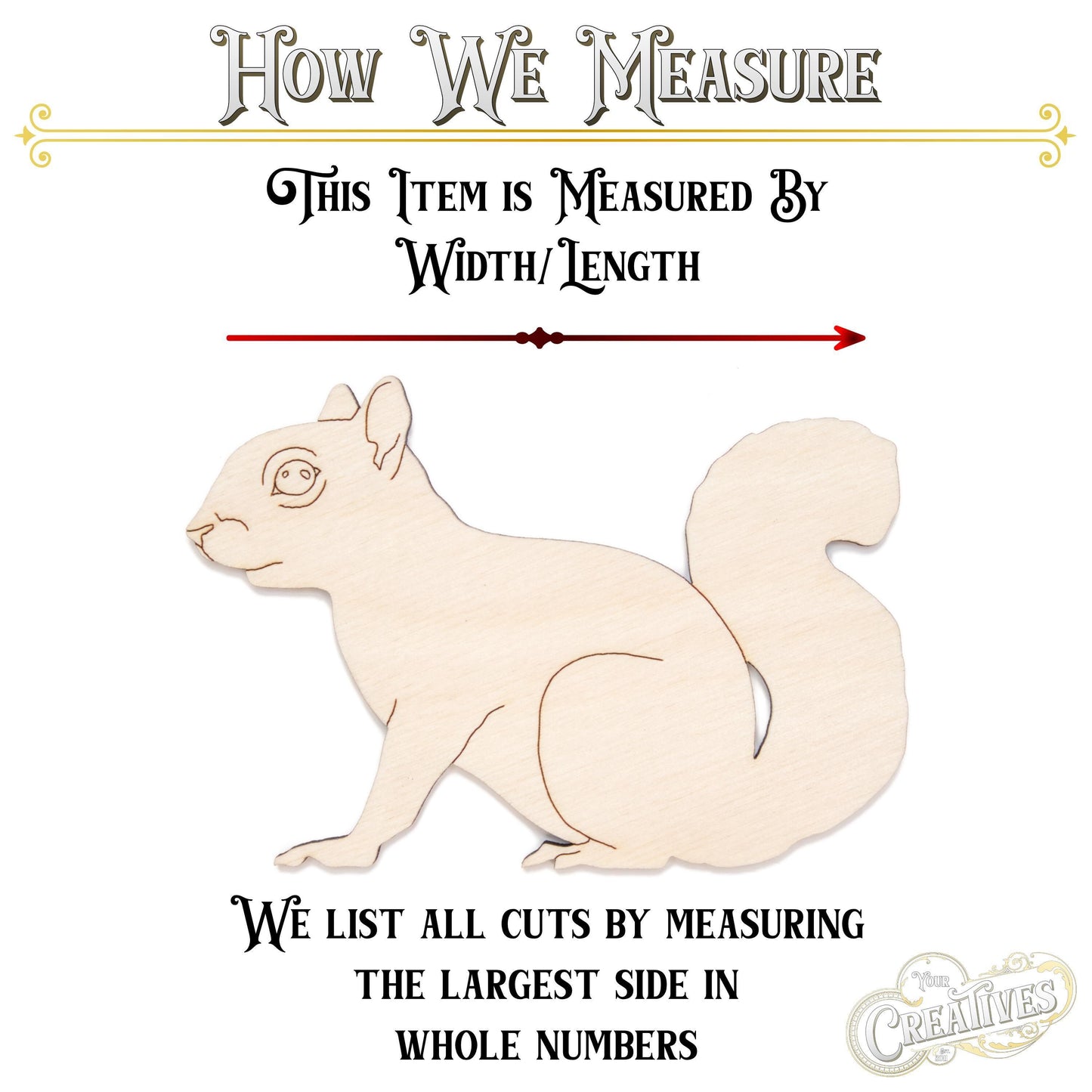 Squirrel Wood Cutout - Laser Cut Unfinished Craft Shape - Multiple Sizes