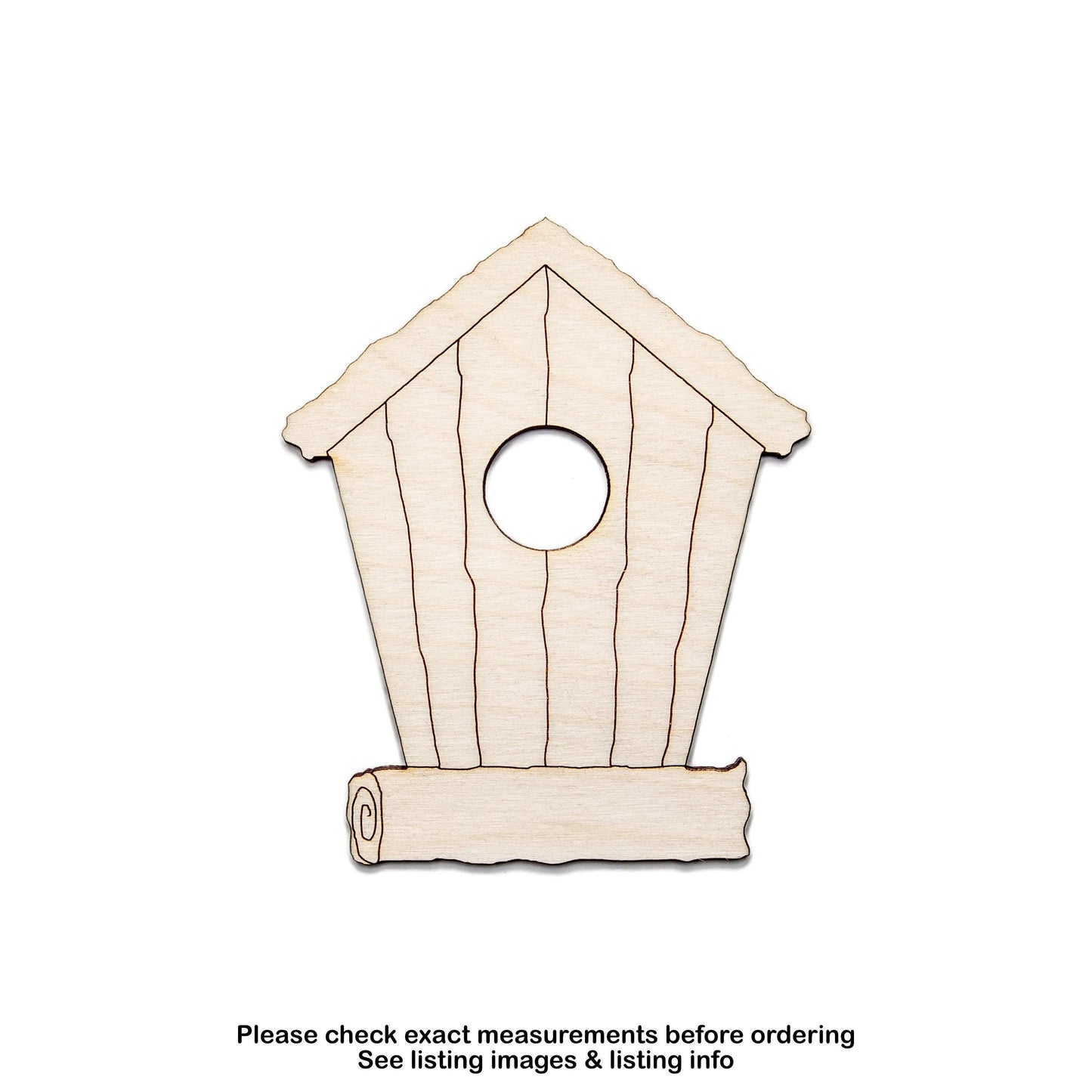 Bird House Wood Cutout - Laser Cut Unfinished Craft Shape - Multiple Sizes