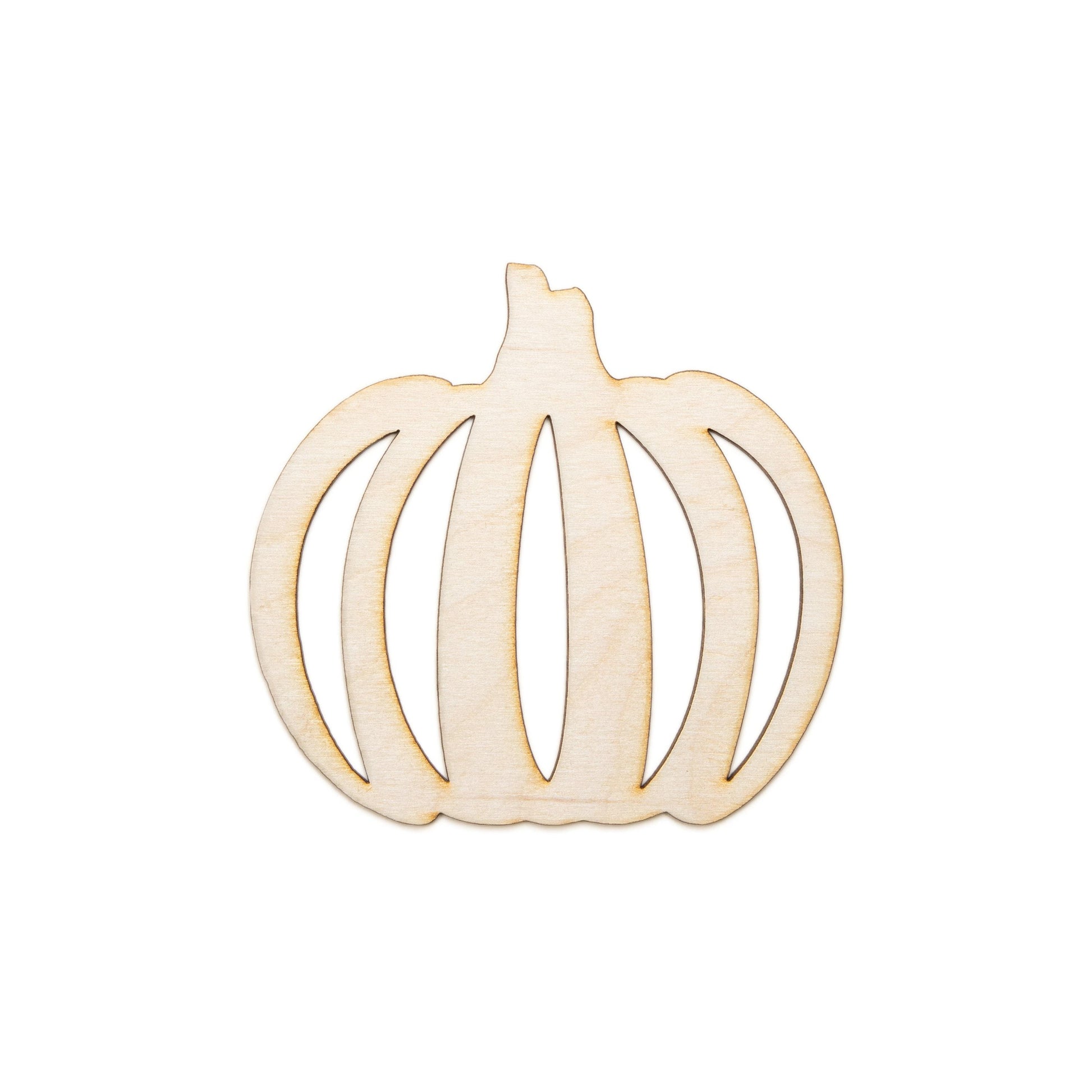 Fall Pumpkin Detailed Wood Cutout - Laser Cut Unfinished Craft Shape - Multiple Sizes