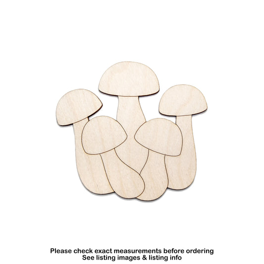 Mushroom Bunch Wood Cutout - Laser Cut Unfinished Craft Shape - Multiple Sizes