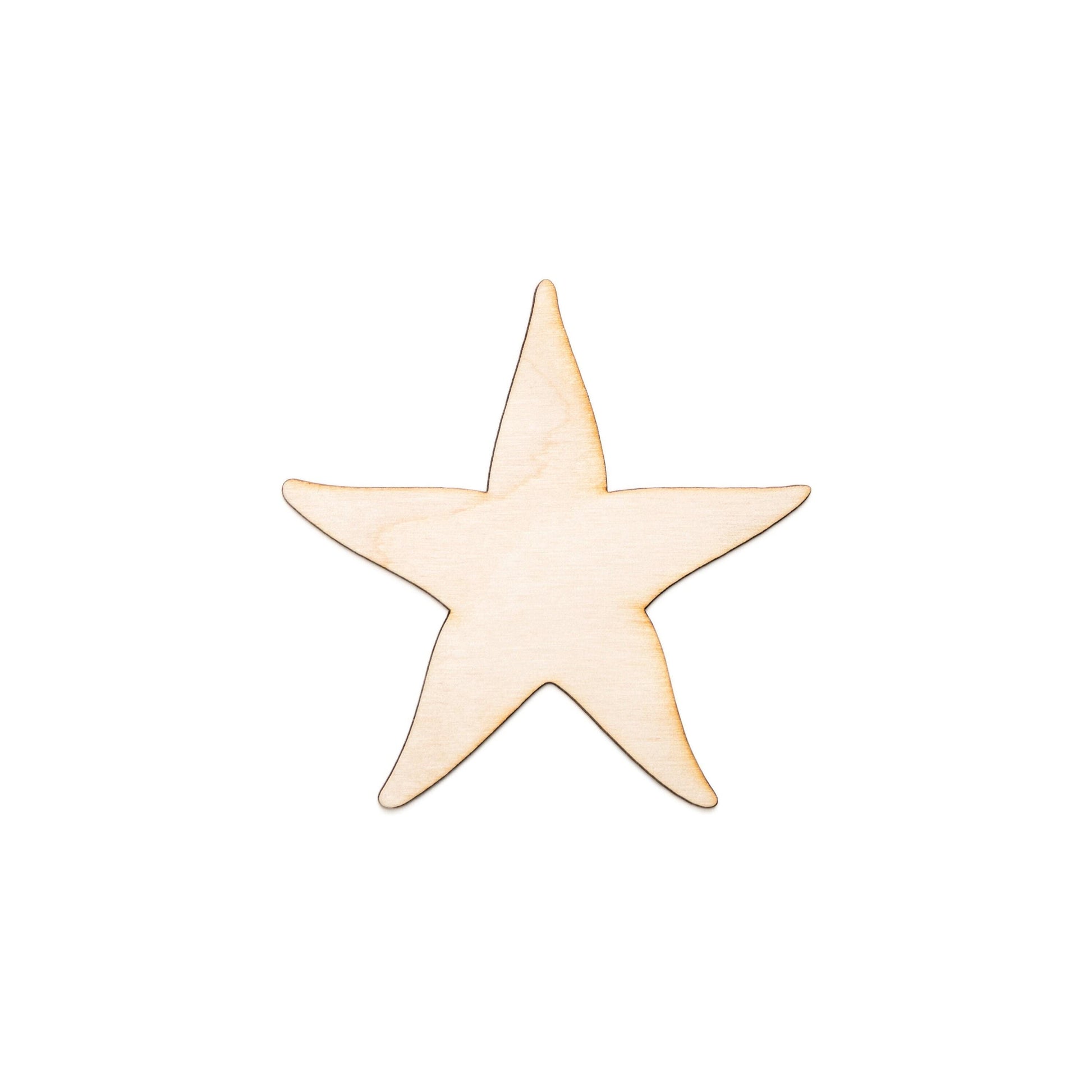 Star Fish Wood Cutout - Laser Cut Unfinished Craft Shape - Multiple Sizes