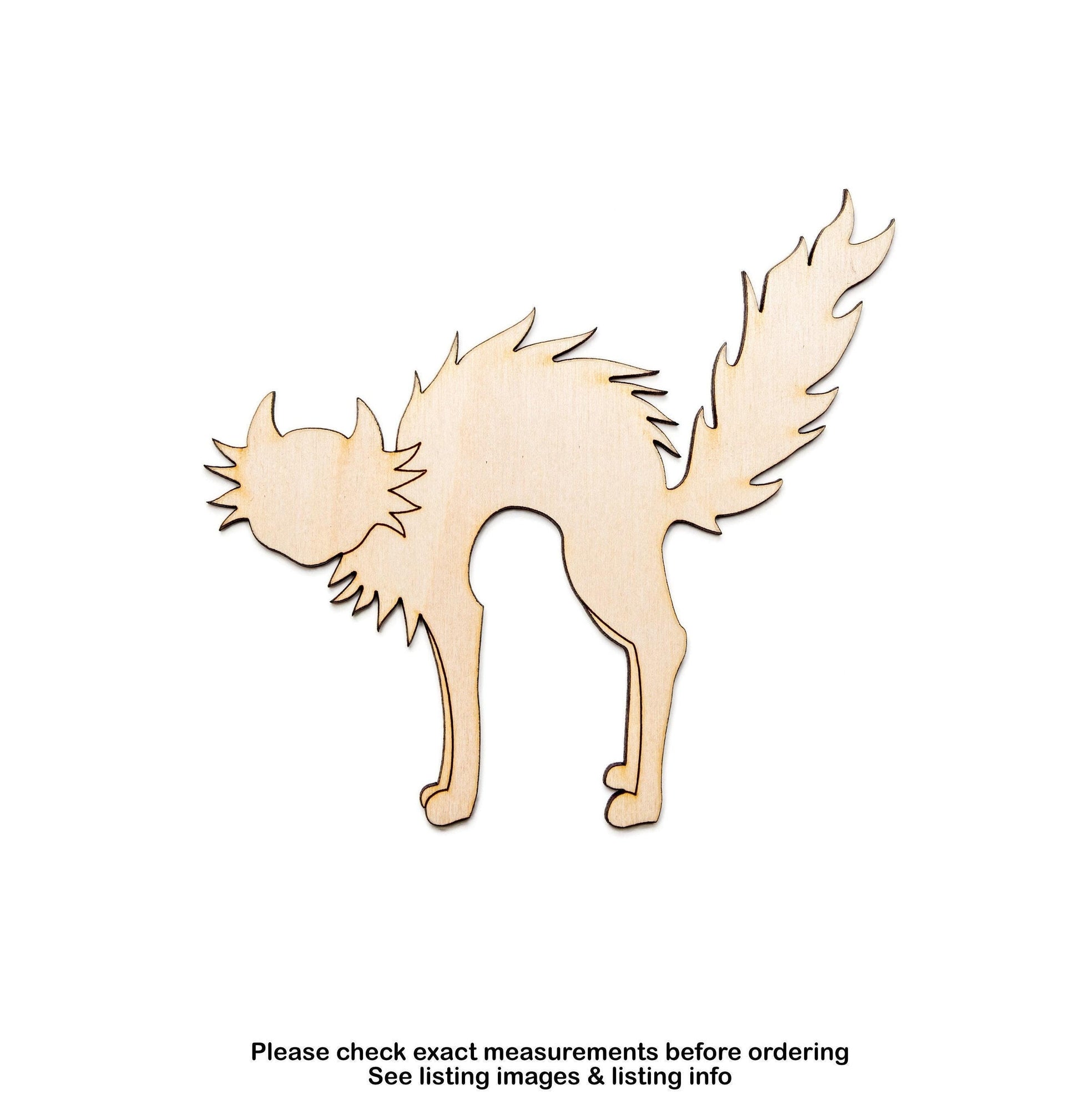 Scaredy Cat Wood Cutout - Laser Cut Unfinished Craft Shape - Multiple Sizes
