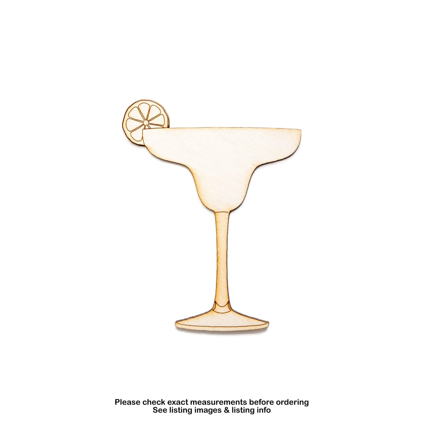 Margarita Glass With Lime Detailed Wood Cutout - Laser Cut Unfinished Craft Shape - Multiple Sizes