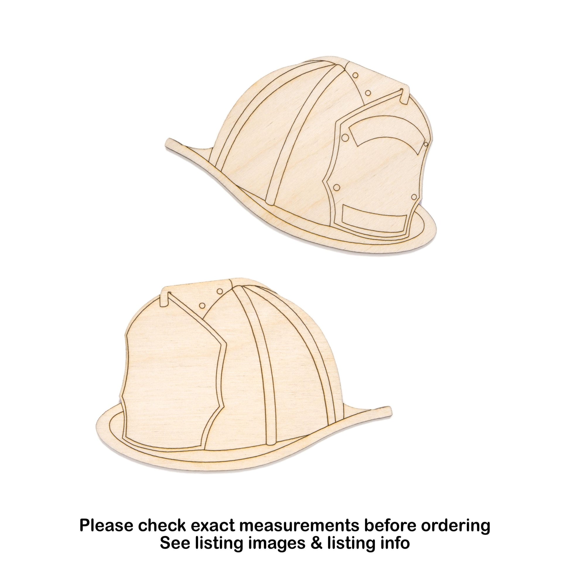 Fireman Helmet Detailed Wood Cutout - Laser Cut Unfinished Craft Shape - Multiple Sizes