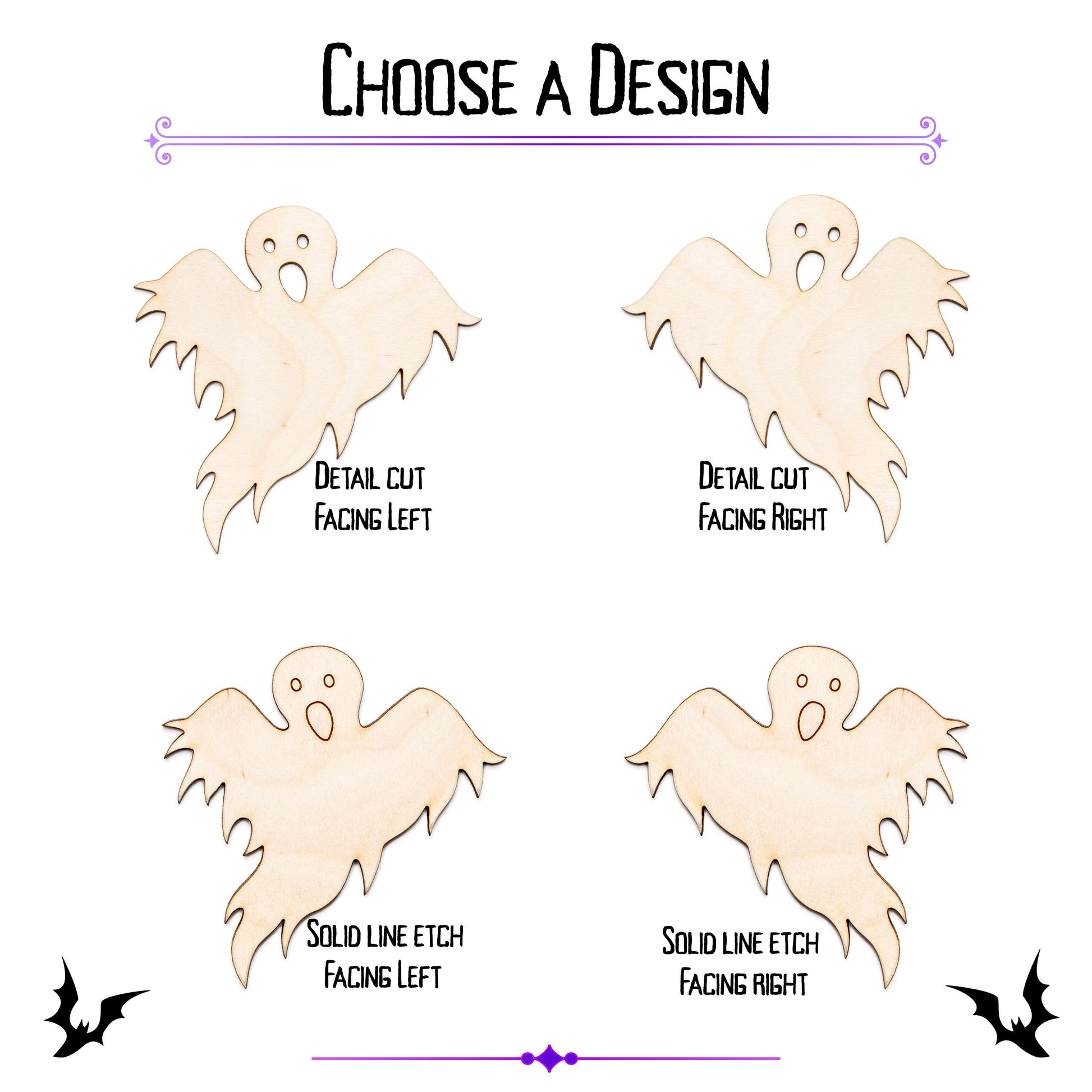 Ghost Shredded Wood Cutout - Laser Cut Unfinished Craft Shape - Multiple Sizes