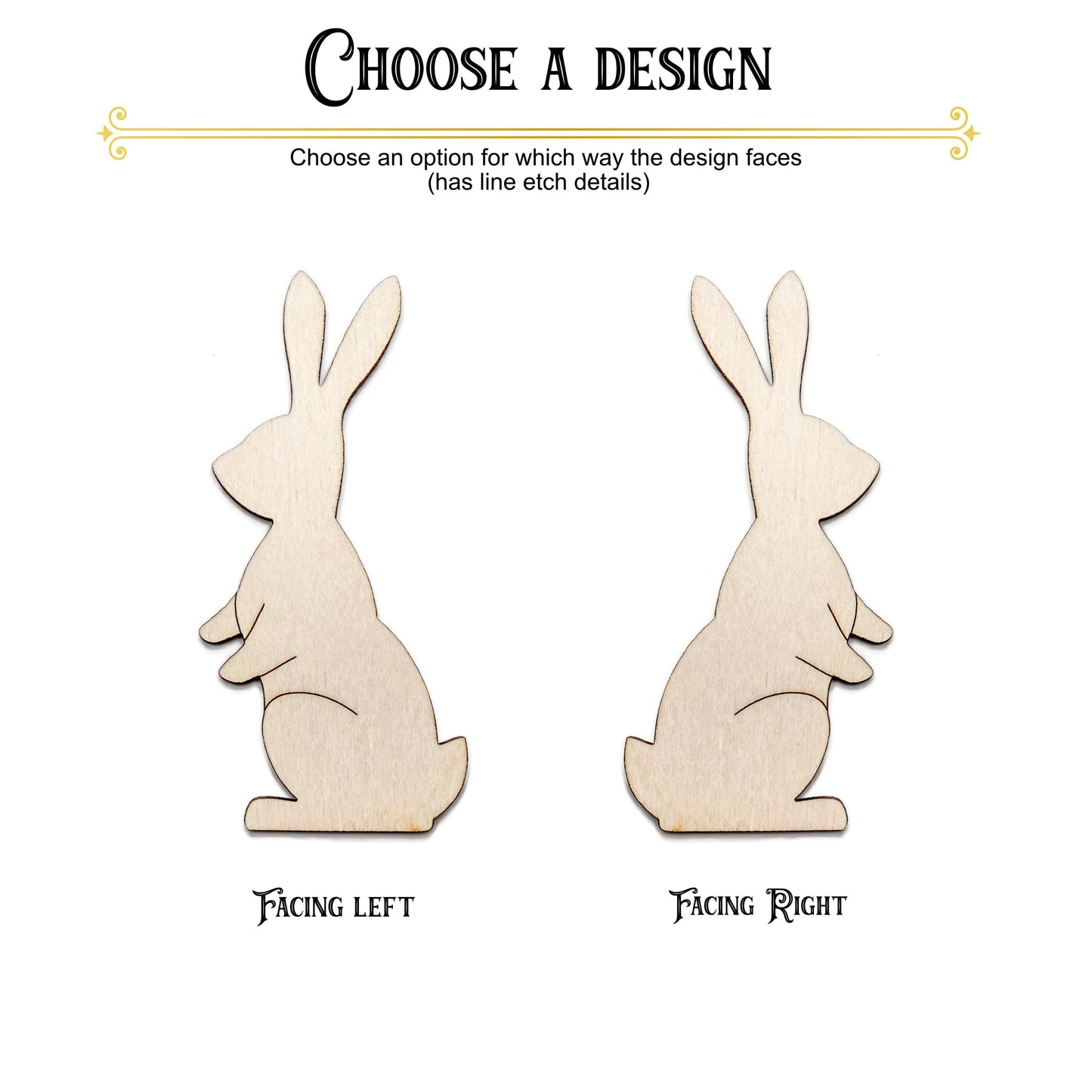 Rabbit Standing Wood Cutout - Laser Cut Unfinished Craft Shape - Multiple Sizes