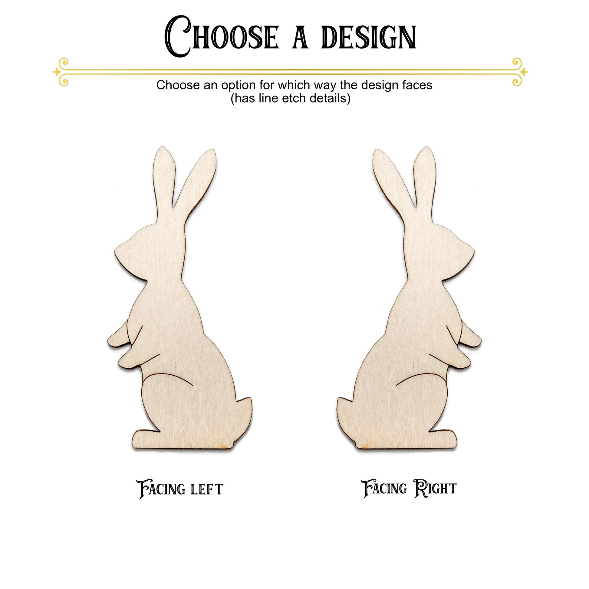 Rabbit Standing Wood Cutout - Laser Cut Unfinished Craft Shape - Multiple Sizes