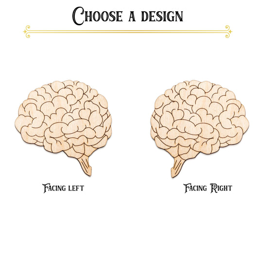 Brain Detailed Wood Cutout - Laser Cut Unfinished Craft Shape - Multiple Sizes
