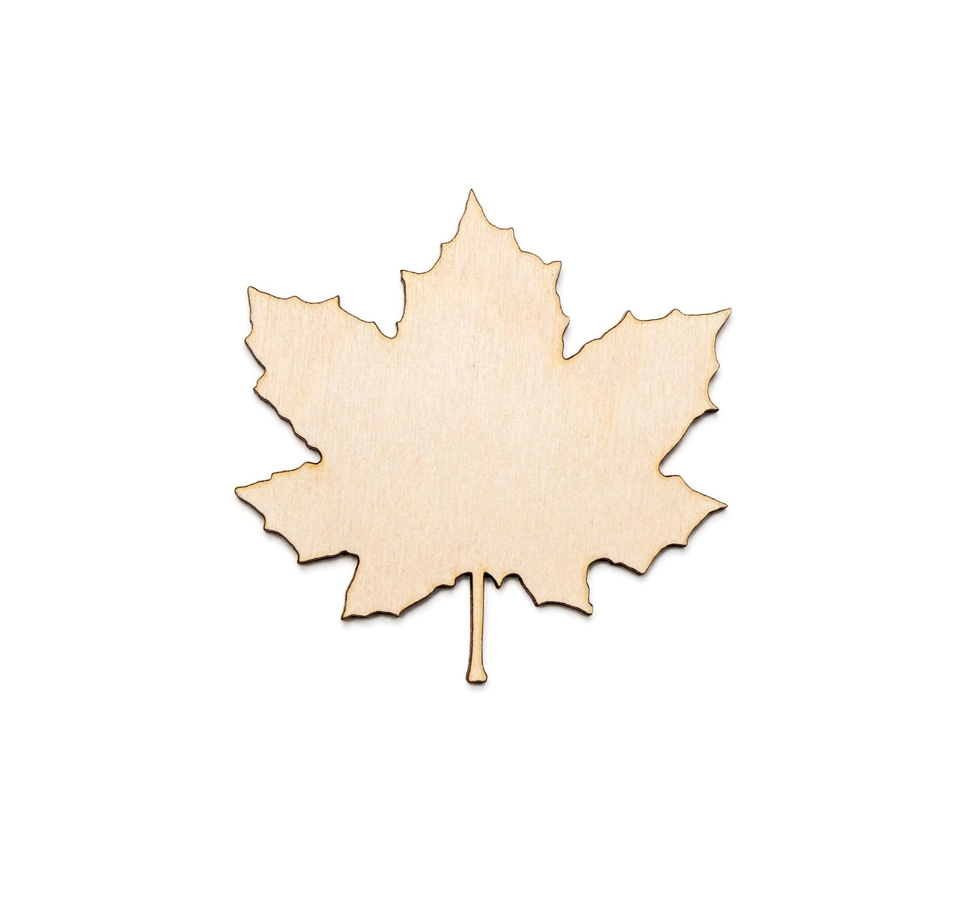 Maple Leaf Wood Cutout - Laser Cut Unfinished Craft Shape - Multiple Sizes