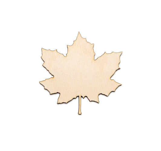 Maple Leaf Wood Cutout - Laser Cut Unfinished Craft Shape - Multiple Sizes