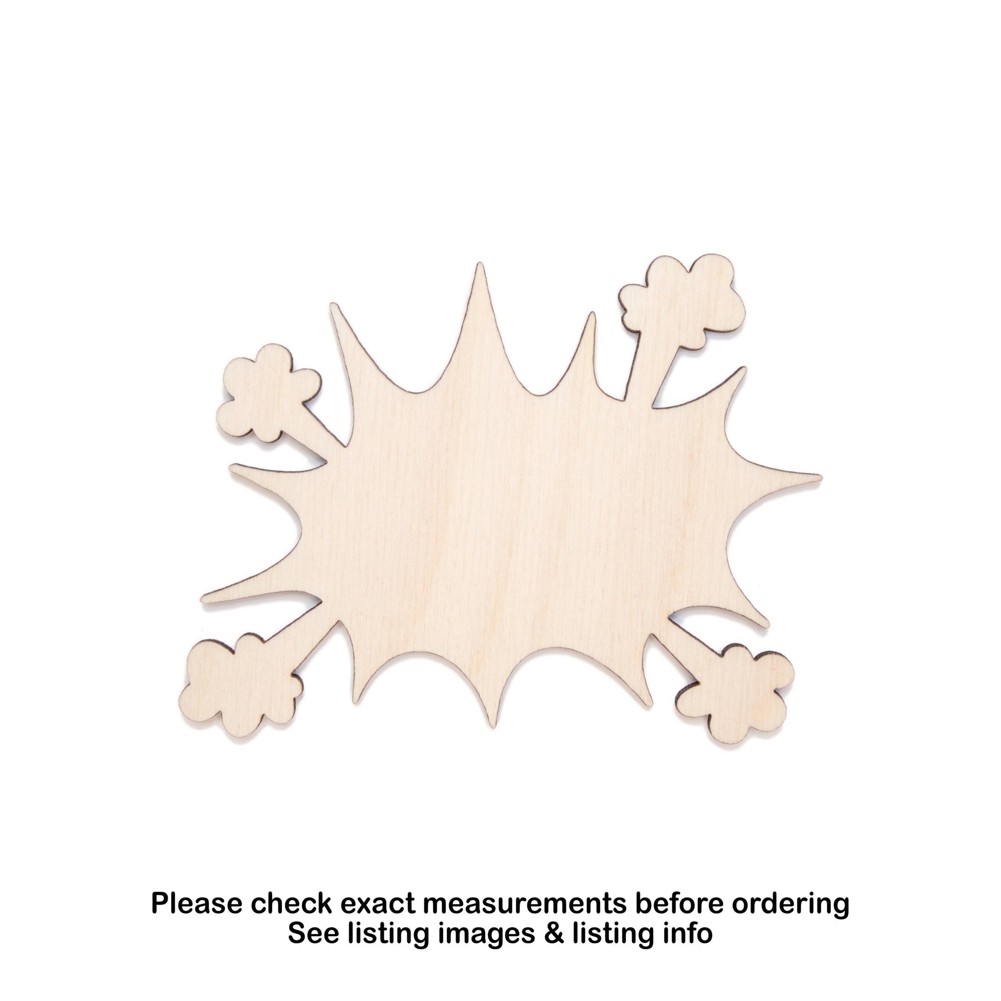 Explosive Yelling Speech Bubble Wood Cutout - Laser Cut Unfinished Craft Shape - Multiple Sizes