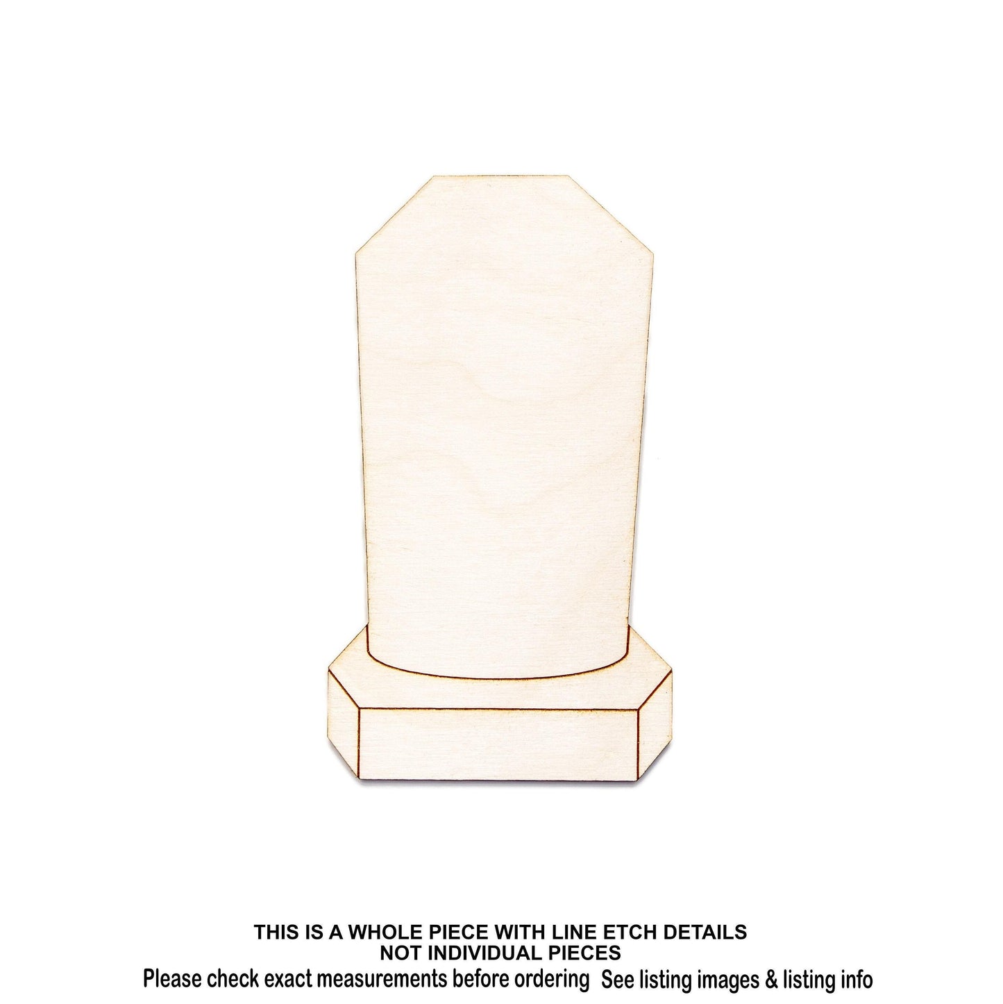 Hex Top Tombstone Pedestal Wood Cutout - Laser Cut Unfinished Craft Shape - Multiple Sizes