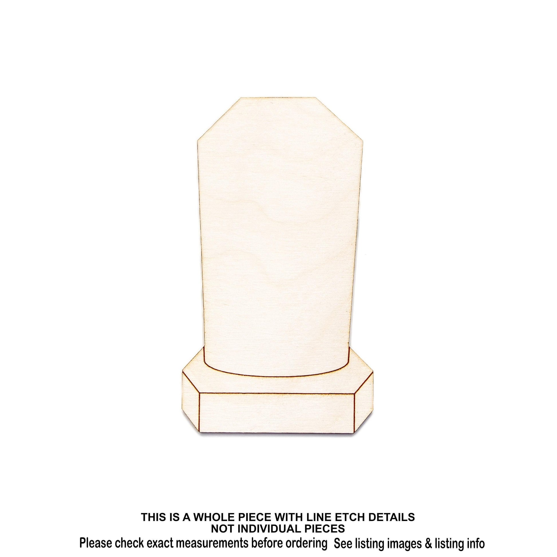 Hex Top Tombstone Pedestal Wood Cutout - Laser Cut Unfinished Craft Shape - Multiple Sizes