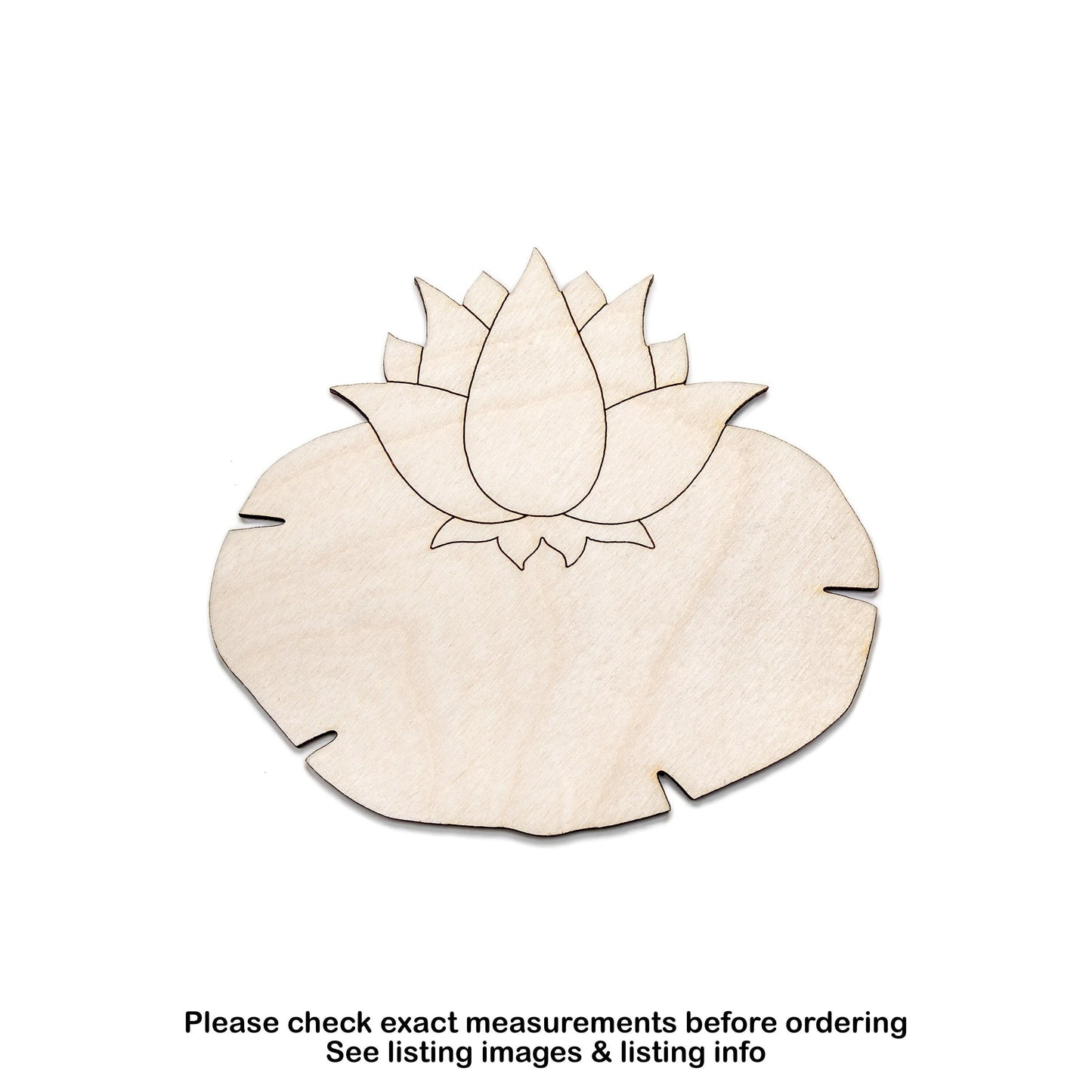 Water Lily Wood Cutout - Laser Cut Unfinished Craft Shape - Multiple Sizes
