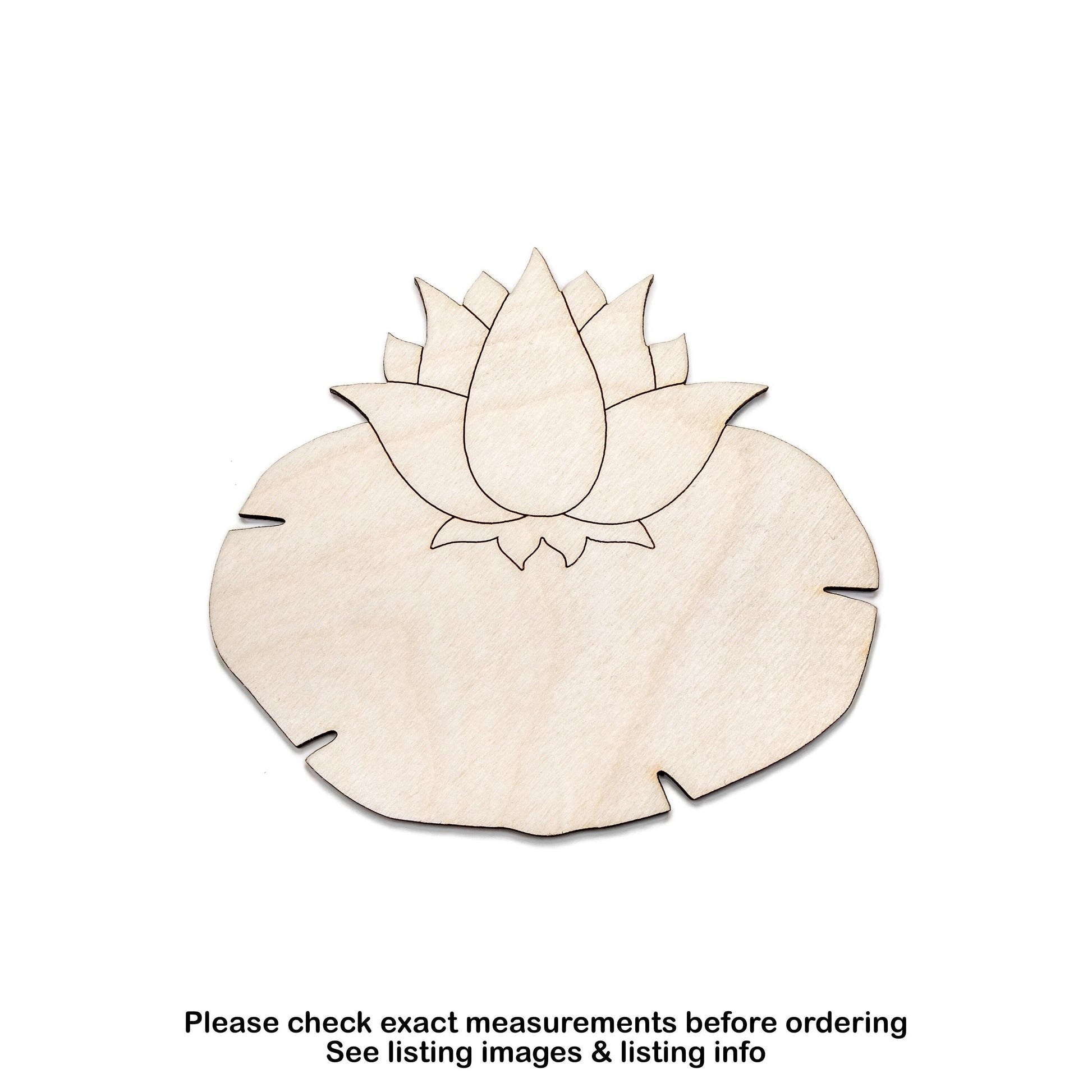 Water Lily Wood Cutout - Laser Cut Unfinished Craft Shape - Multiple Sizes