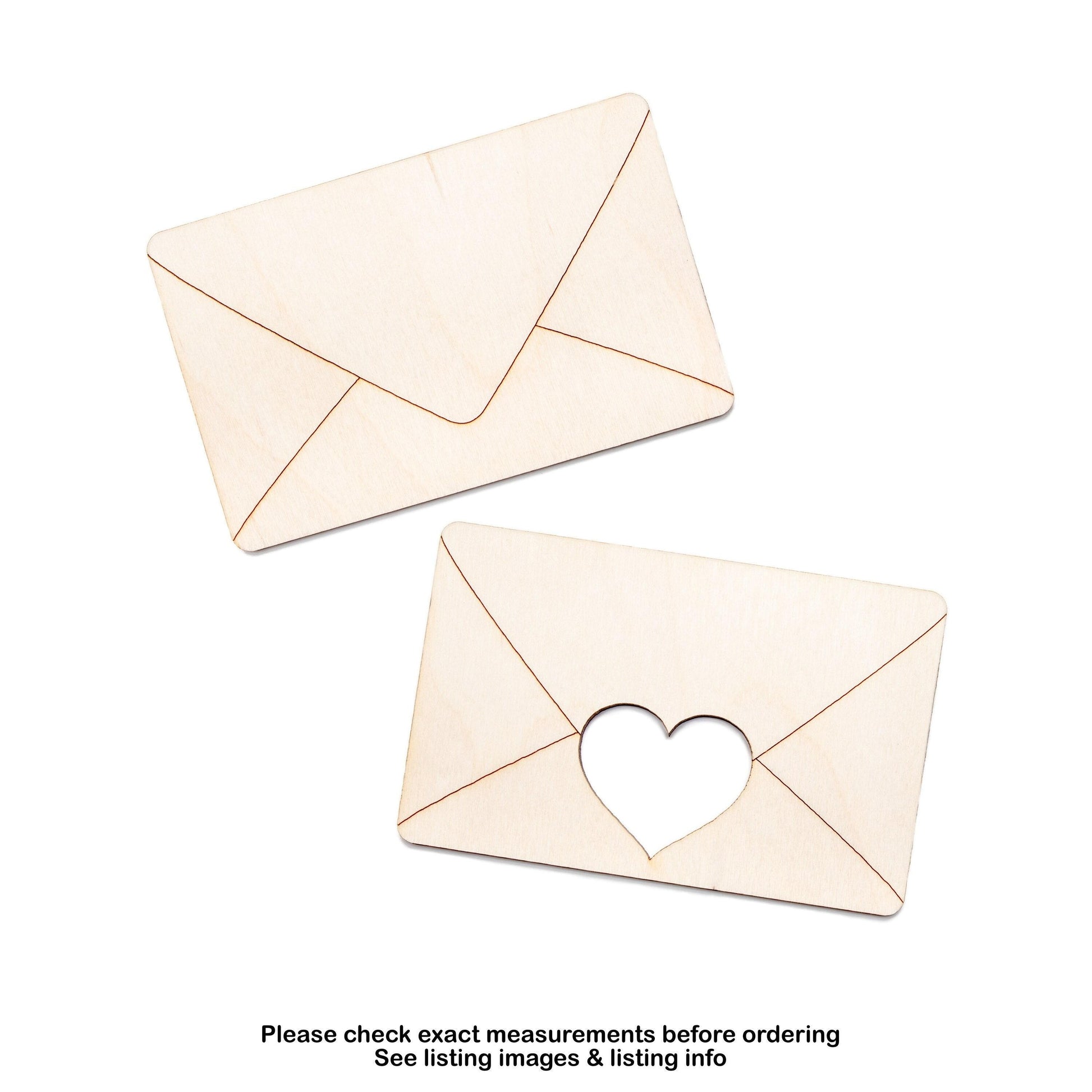 Closed Envelope Wood Cutout - Laser Cut Unfinished Craft Shape - Multiple Sizes