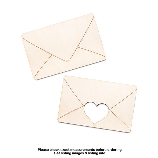 Closed Envelope Wood Cutout - Laser Cut Unfinished Craft Shape - Multiple Sizes