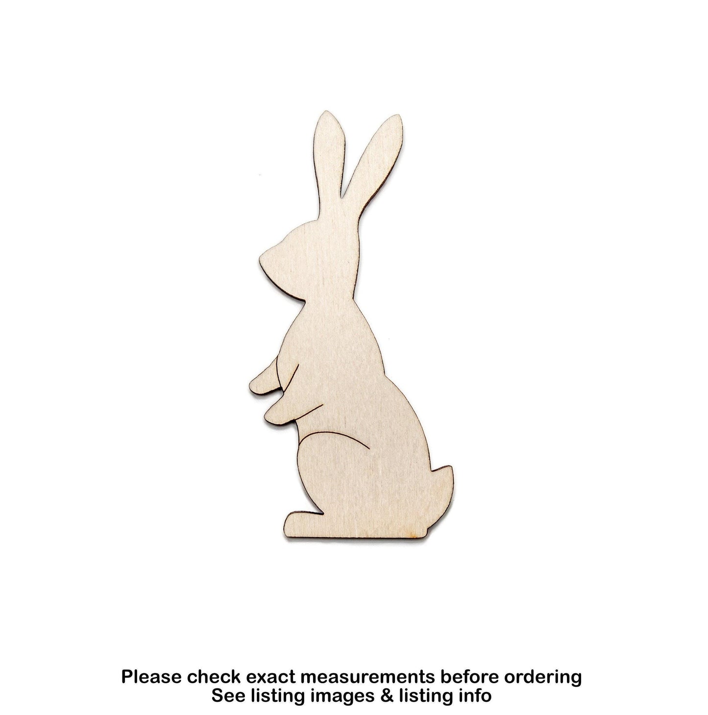 Rabbit Standing Wood Cutout - Laser Cut Unfinished Craft Shape - Multiple Sizes