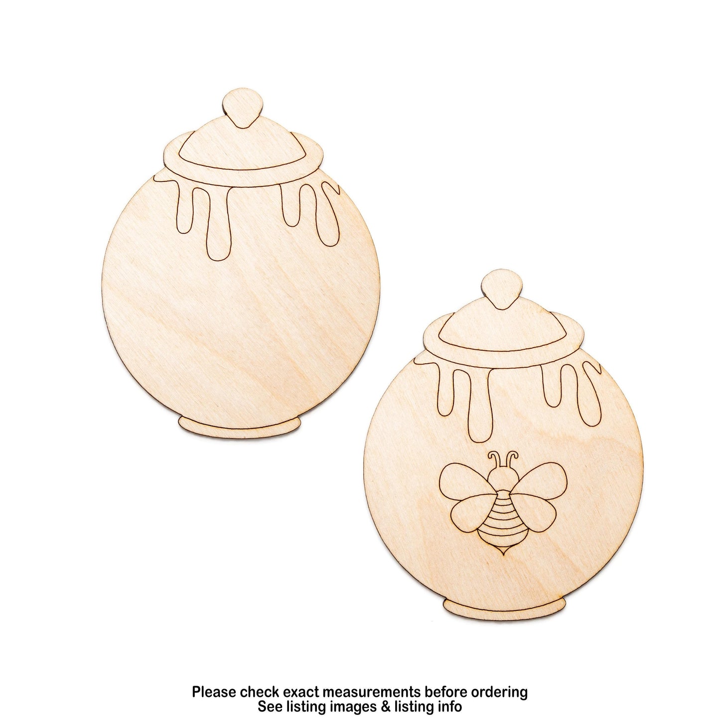 Honey Pot Blank Wood Cutout - Laser Cut Unfinished Craft Shape - Multiple Sizes