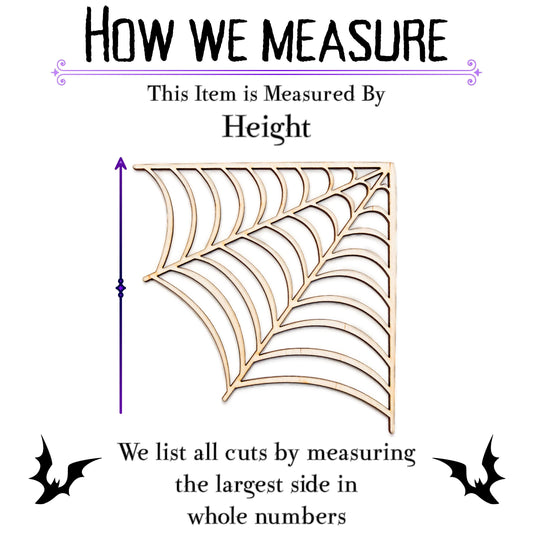 Spider Web Corner Detailed Wood Cutout - Laser Cut Unfinished Craft Shape - Multiple Sizes