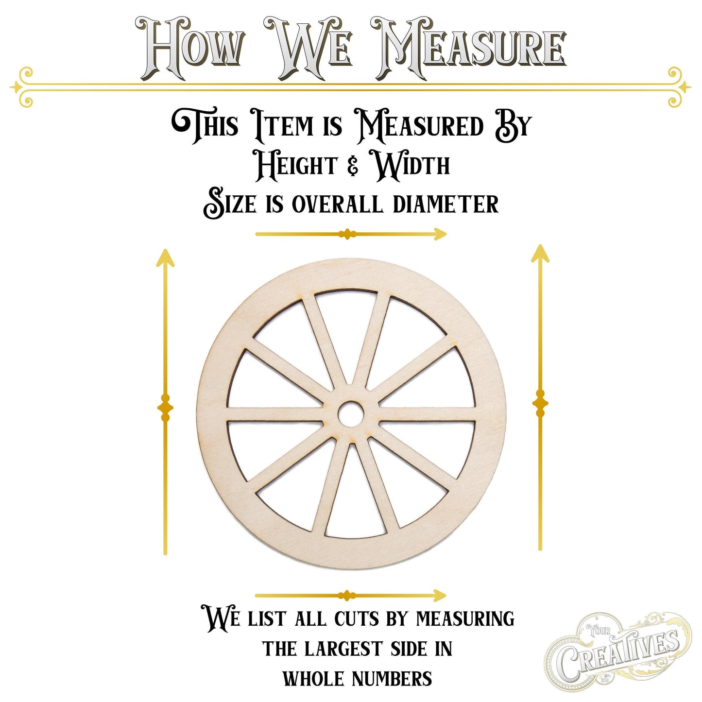 Wheel Wood Cutout - Laser Cut Unfinished Craft Shape - Multiple Sizes