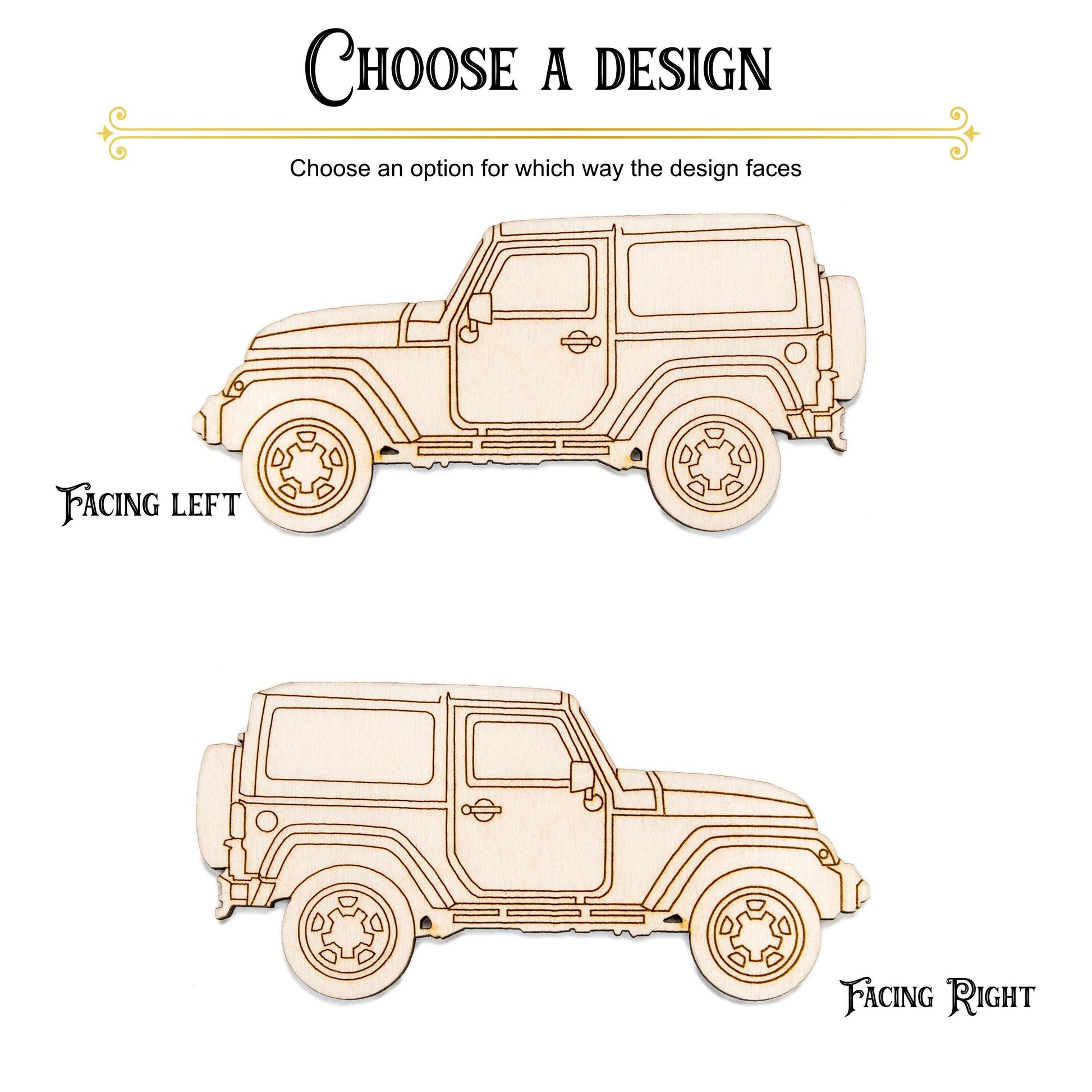 Off Road Vehicle Side View Detailed Wood Cutout - Laser Cut Unfinished Craft Shape - Multiple Sizes