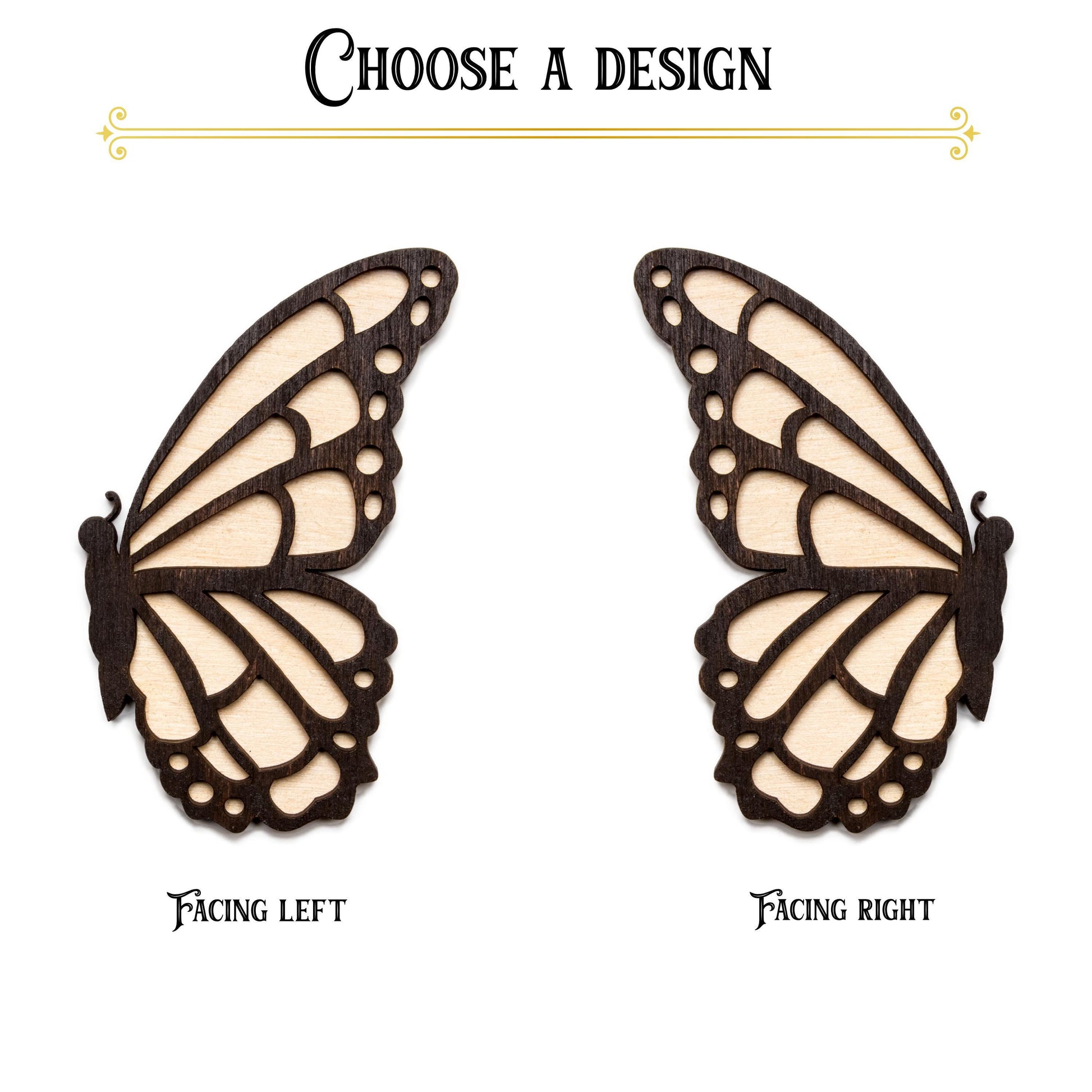 Butterfly Side Profile Stained Layered Wood Cutout - Laser Cut Unfinished Craft Shape - Multiple Sizes