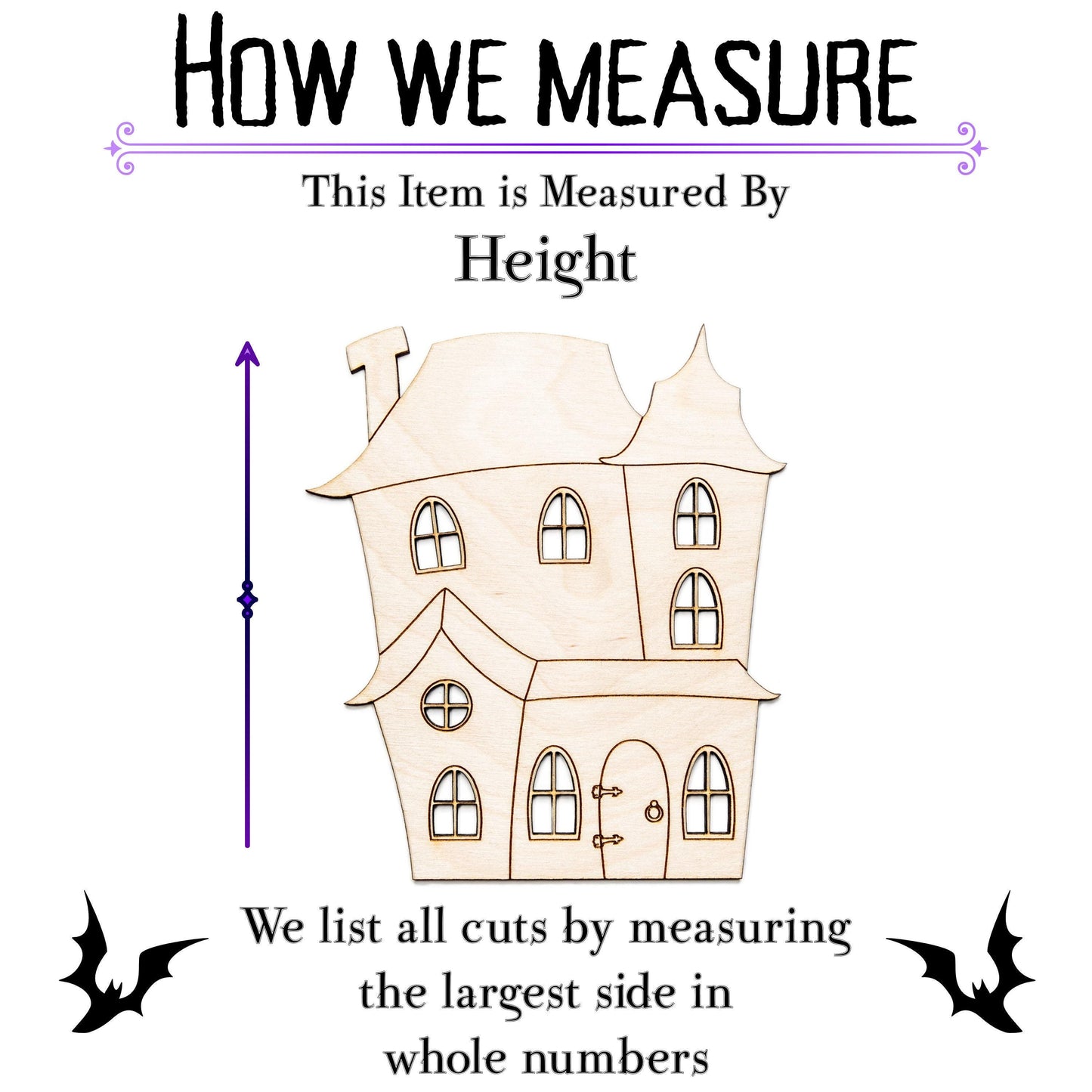 Haunted House Wood Cutout - Laser Cut Unfinished Craft Shape - Multiple Sizes