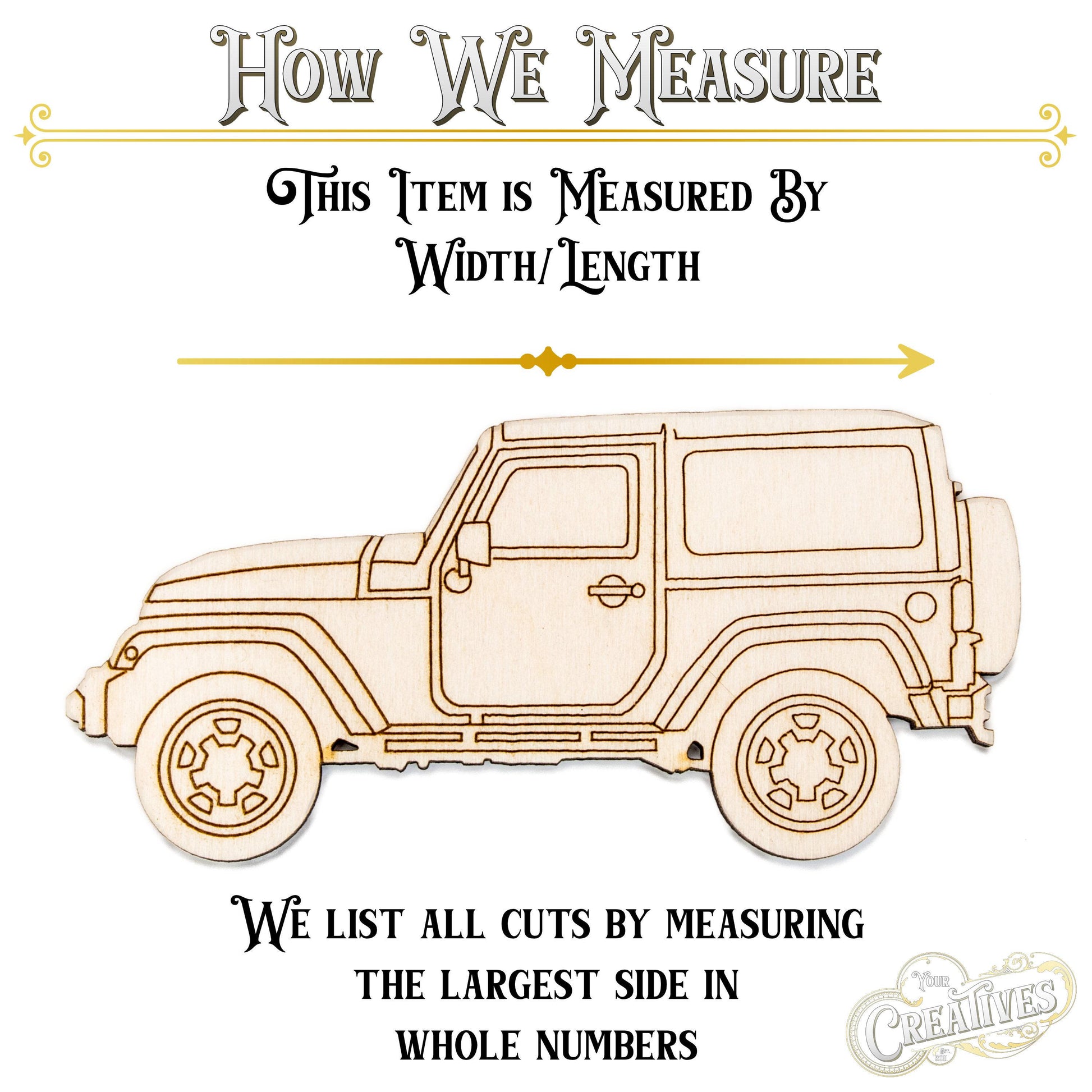 Off Road Vehicle Side View Detailed Wood Cutout - Laser Cut Unfinished Craft Shape - Multiple Sizes