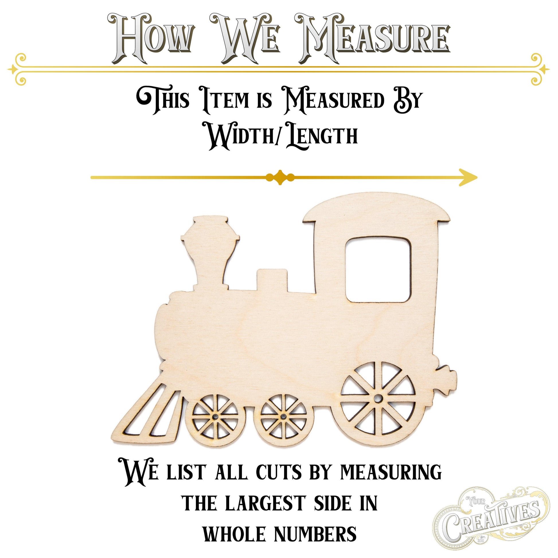 Train Side View Blank Wood Cutout - Laser Cut Unfinished Craft Shape - Multiple Sizes