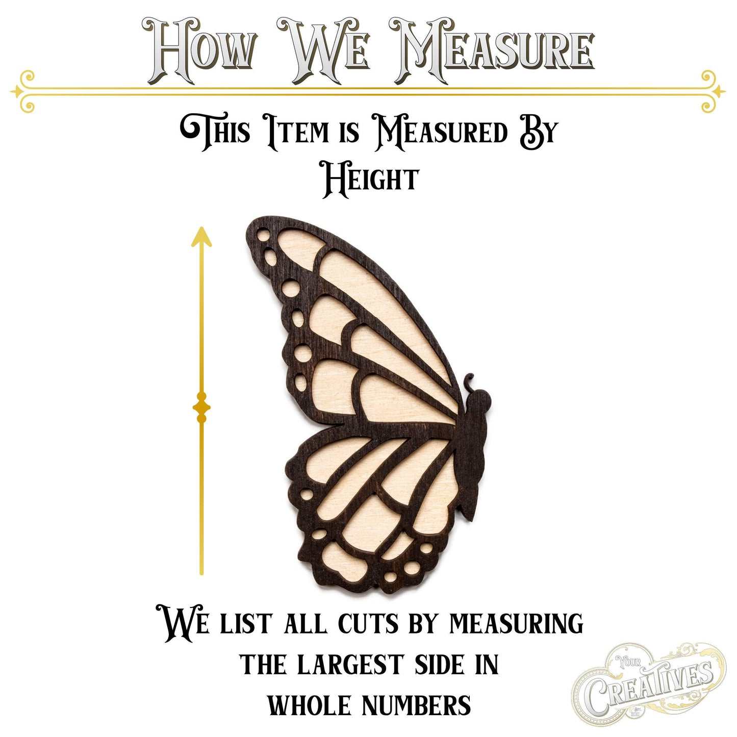 Butterfly Side Profile Stained Layered Wood Cutout - Laser Cut Unfinished Craft Shape - Multiple Sizes